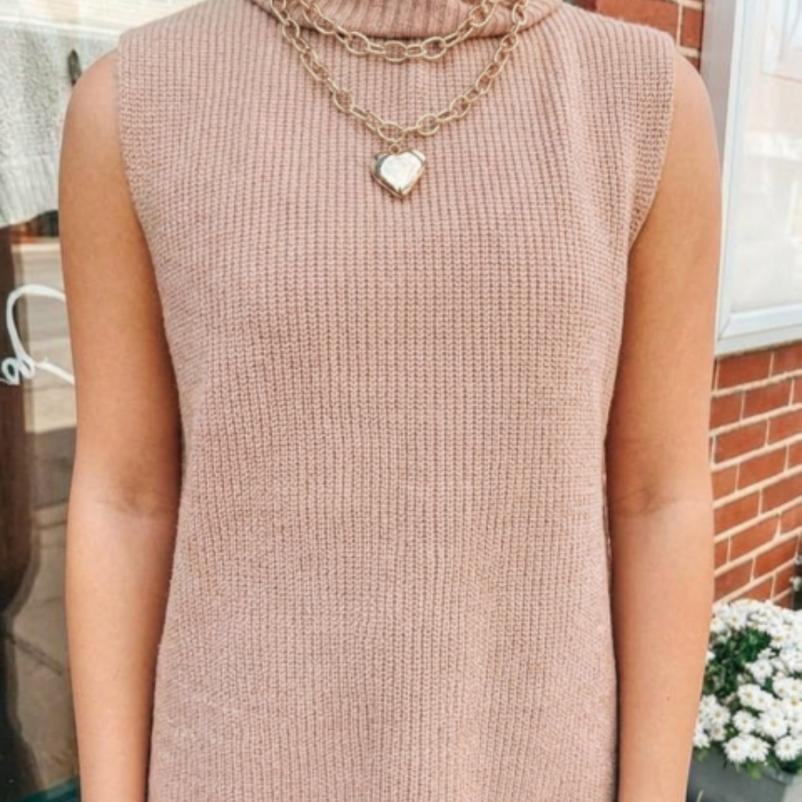 The Chalet Sleeveless High Neck Knit Wool Sweater for Women