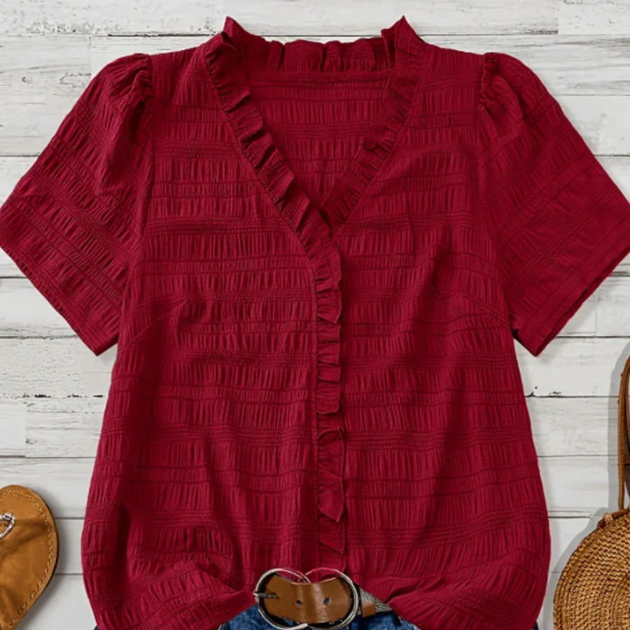 The Evergreen V-Neck Blouse for Women