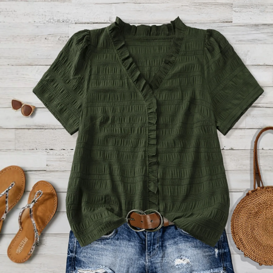 The Evergreen V-Neck Blouse for Women
