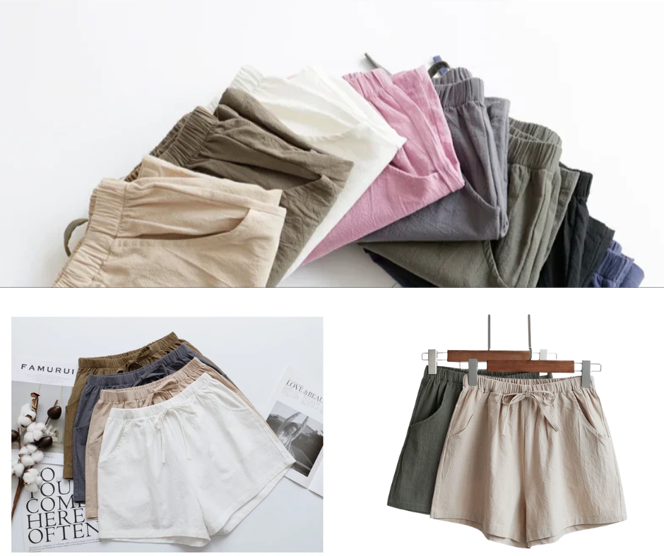 Women’s Cotton Linen High-Waist Shorts