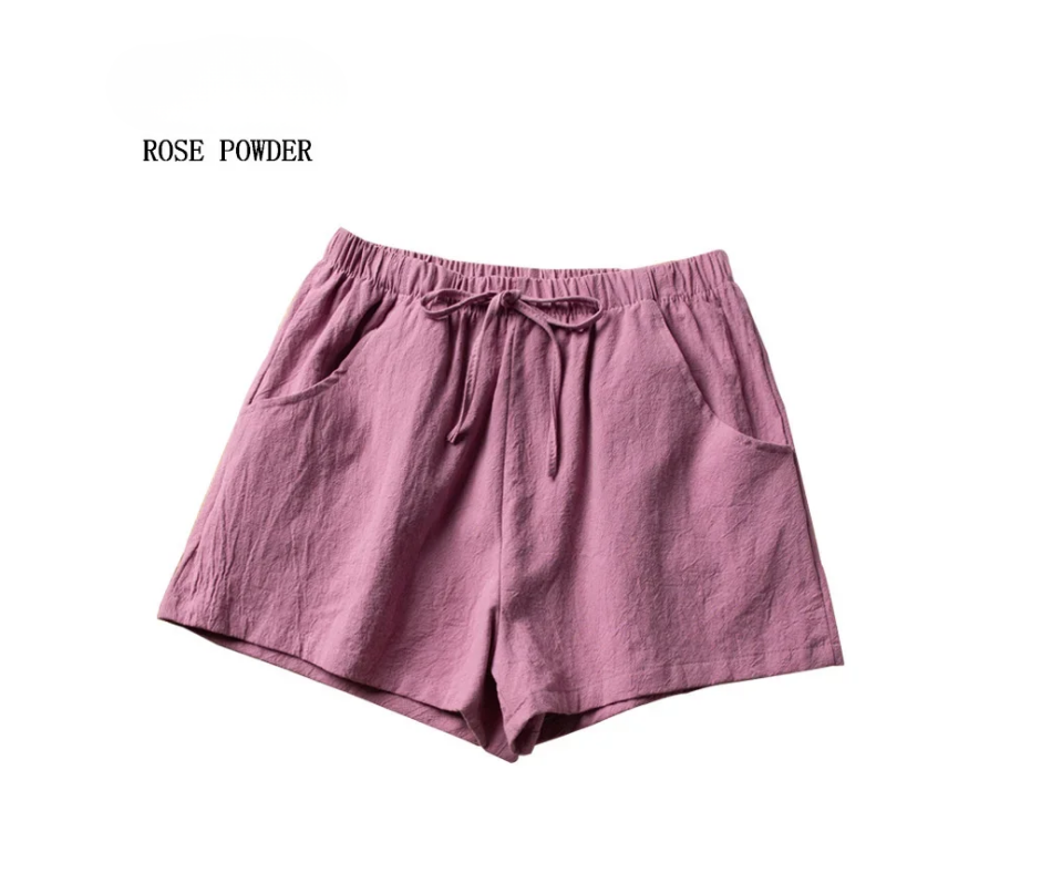 Women’s Cotton Linen High-Waist Shorts