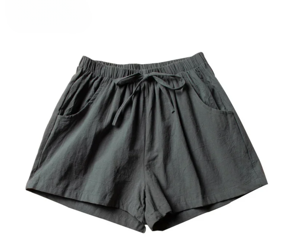 Women’s Cotton Linen High-Waist Shorts