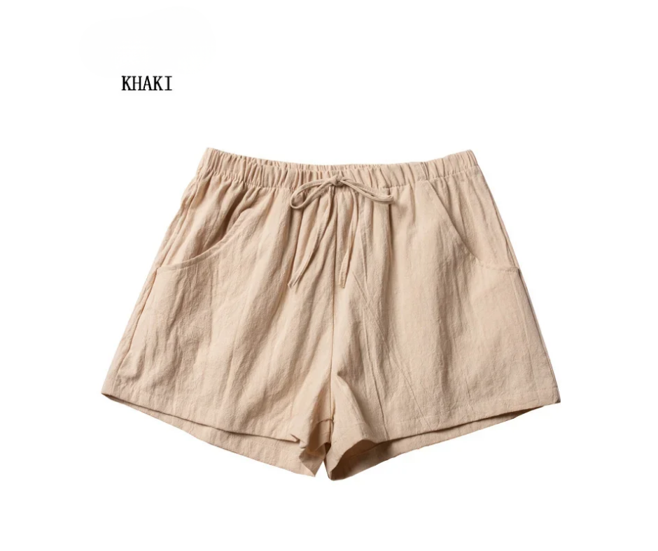 Women’s Cotton Linen High-Waist Shorts
