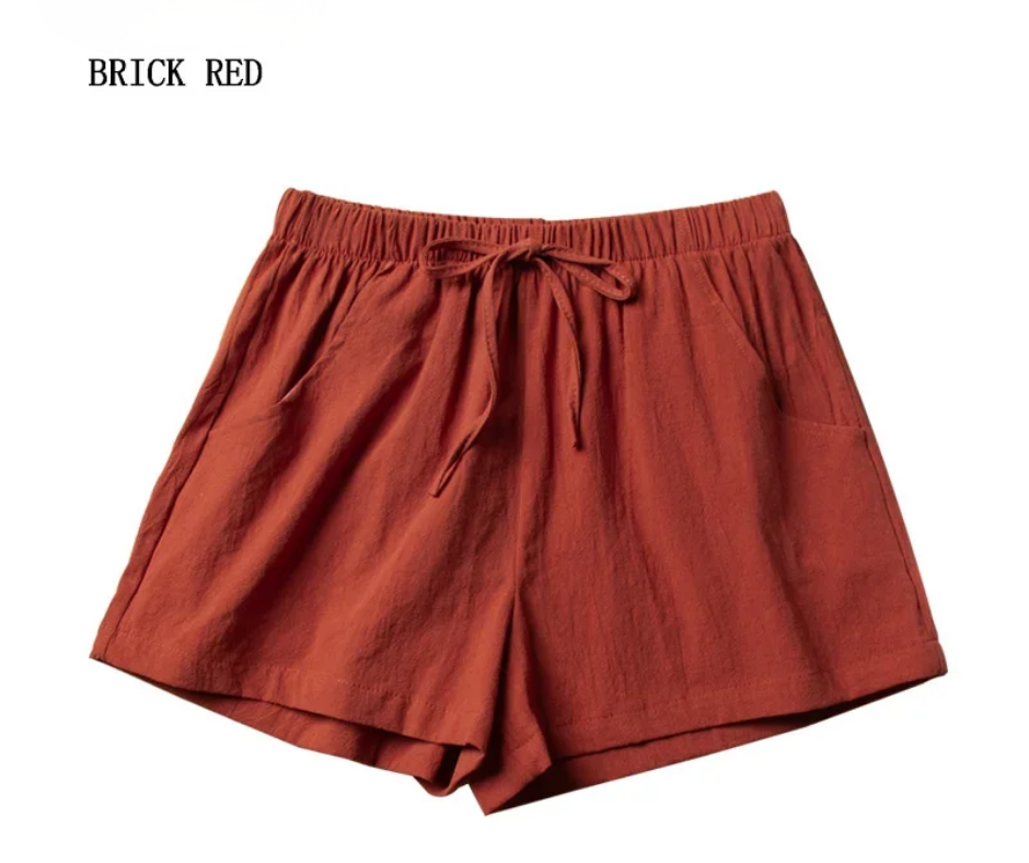 Women’s Cotton Linen High-Waist Shorts