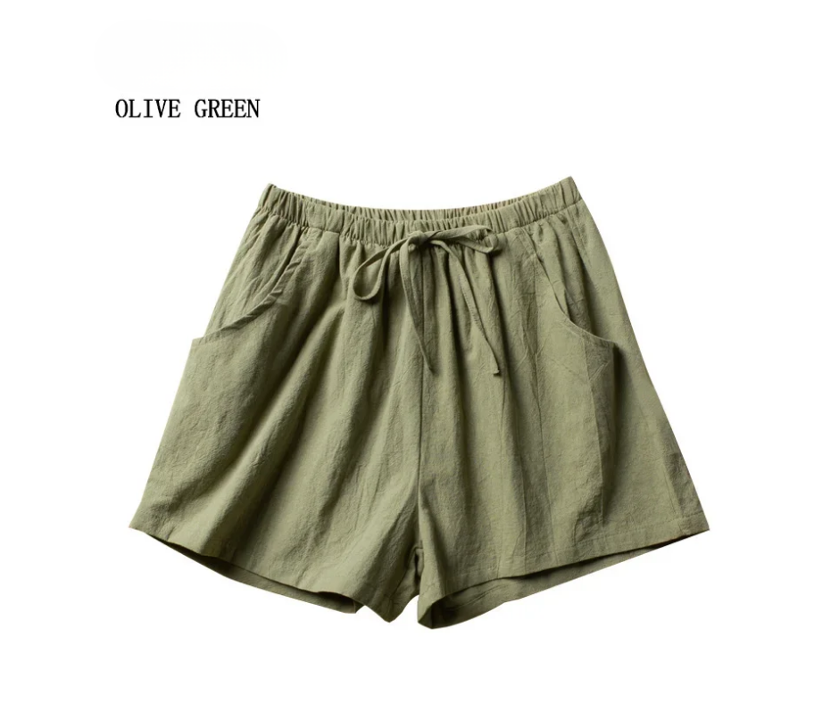 Women’s Cotton Linen High-Waist Shorts