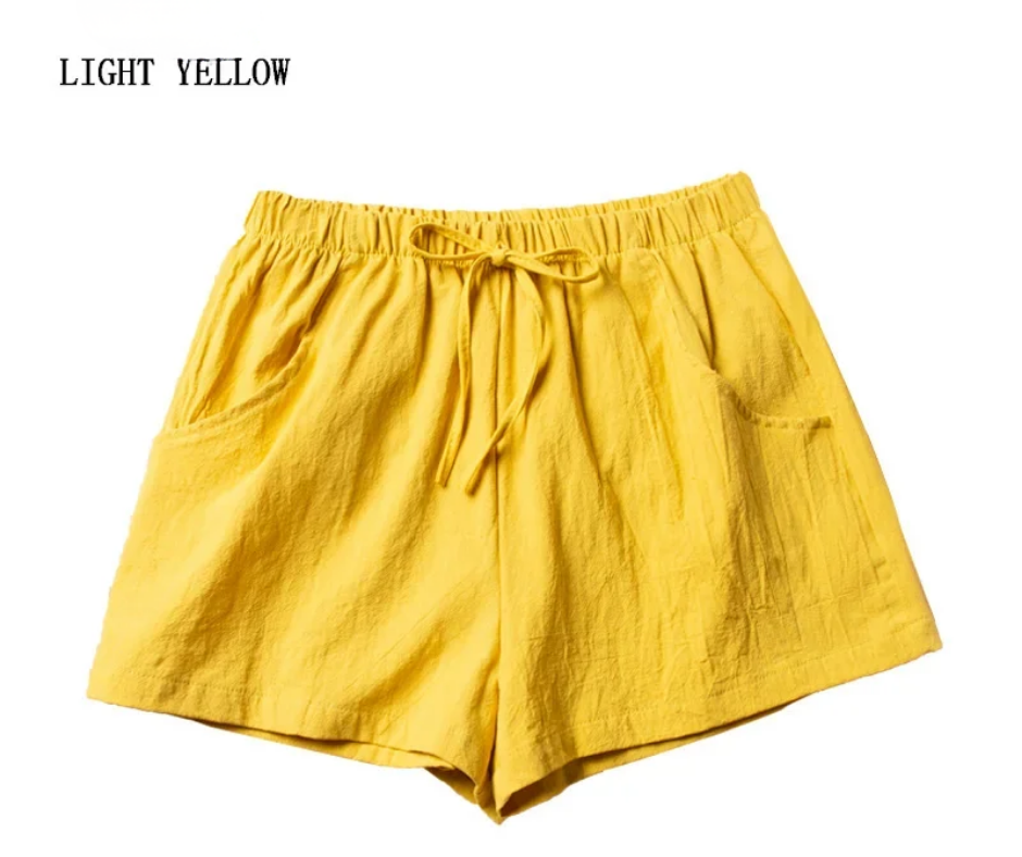 Women’s Cotton Linen High-Waist Shorts