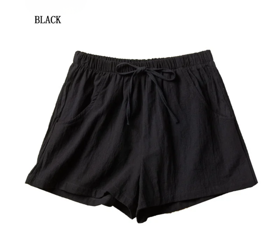 Women’s Cotton Linen High-Waist Shorts