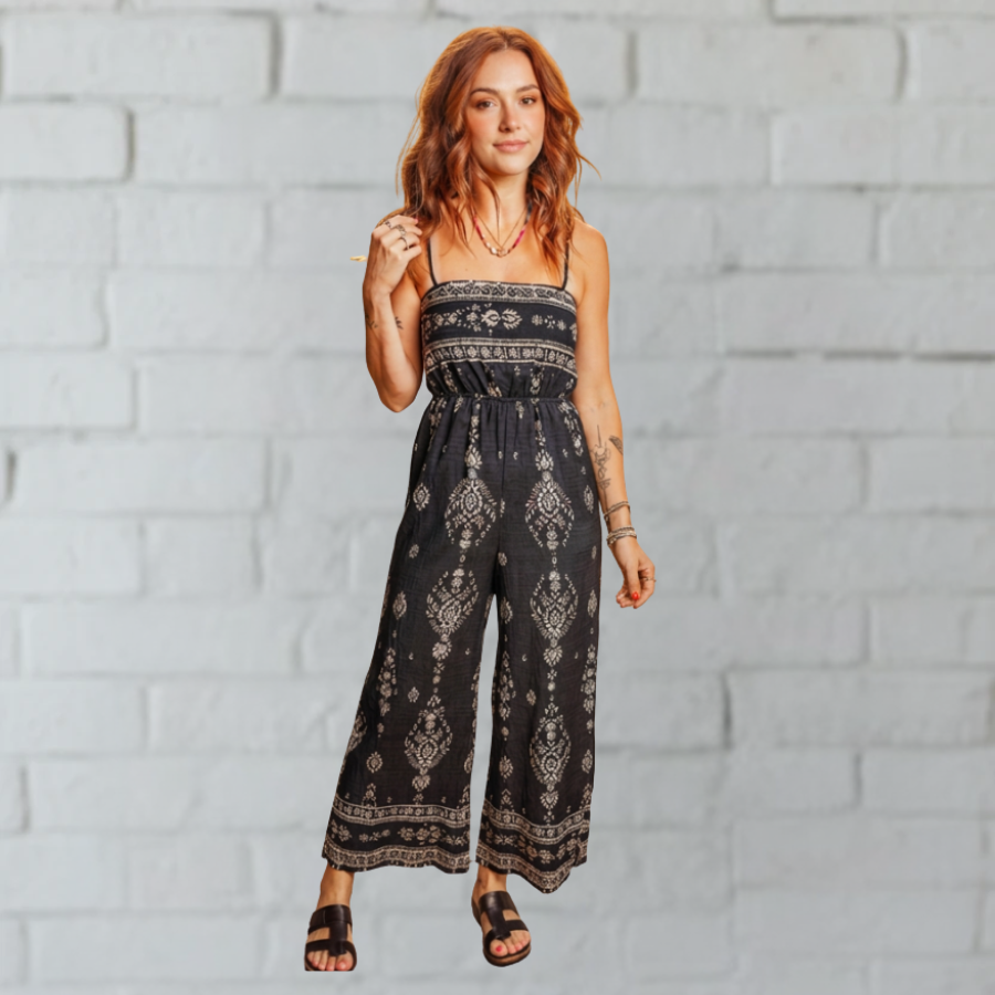 Boho Spaghetti Straps Elastic Waist Jumpsuit