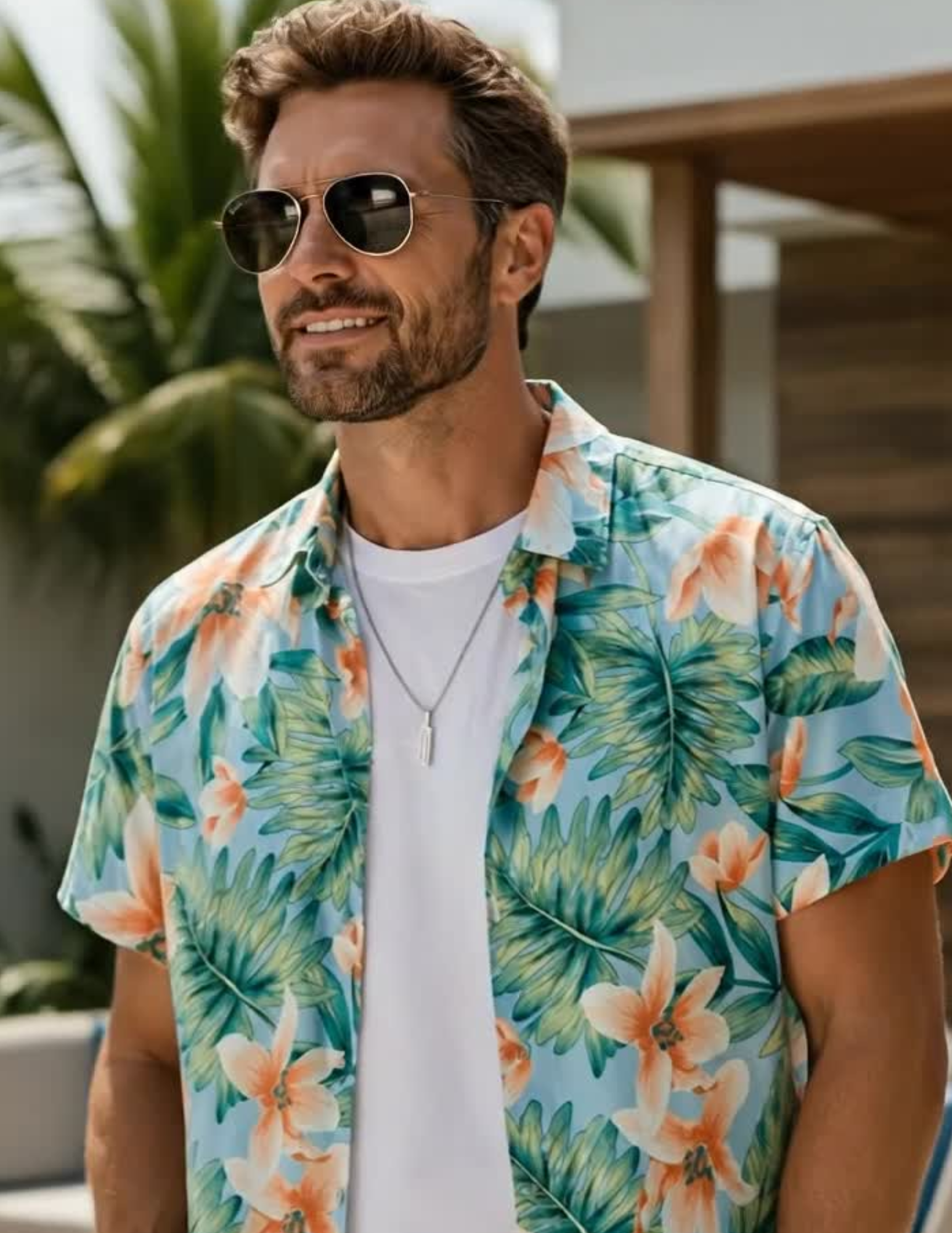 Men’s Botanical Print Shirt — Seaside Button-Down