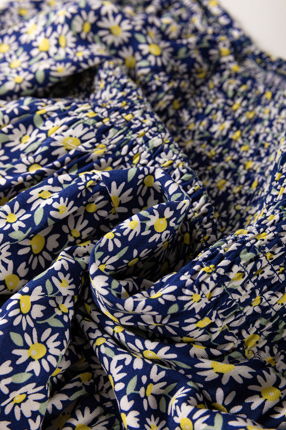 The Sky Bloom Smocked Square Neck Loose Fit Blouse
