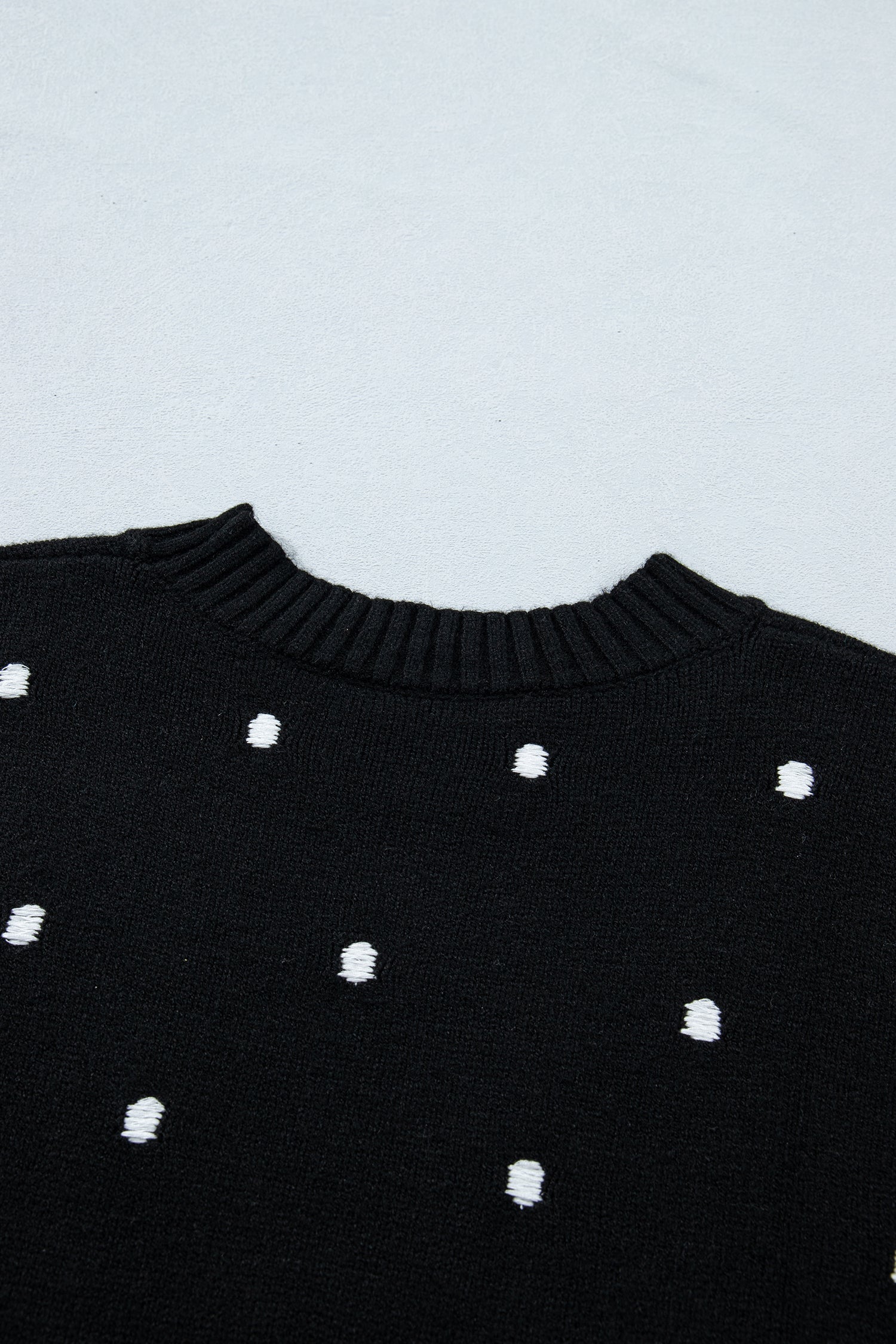 Polka Dot Bubble Short Sleeve Sweater ~ B & W