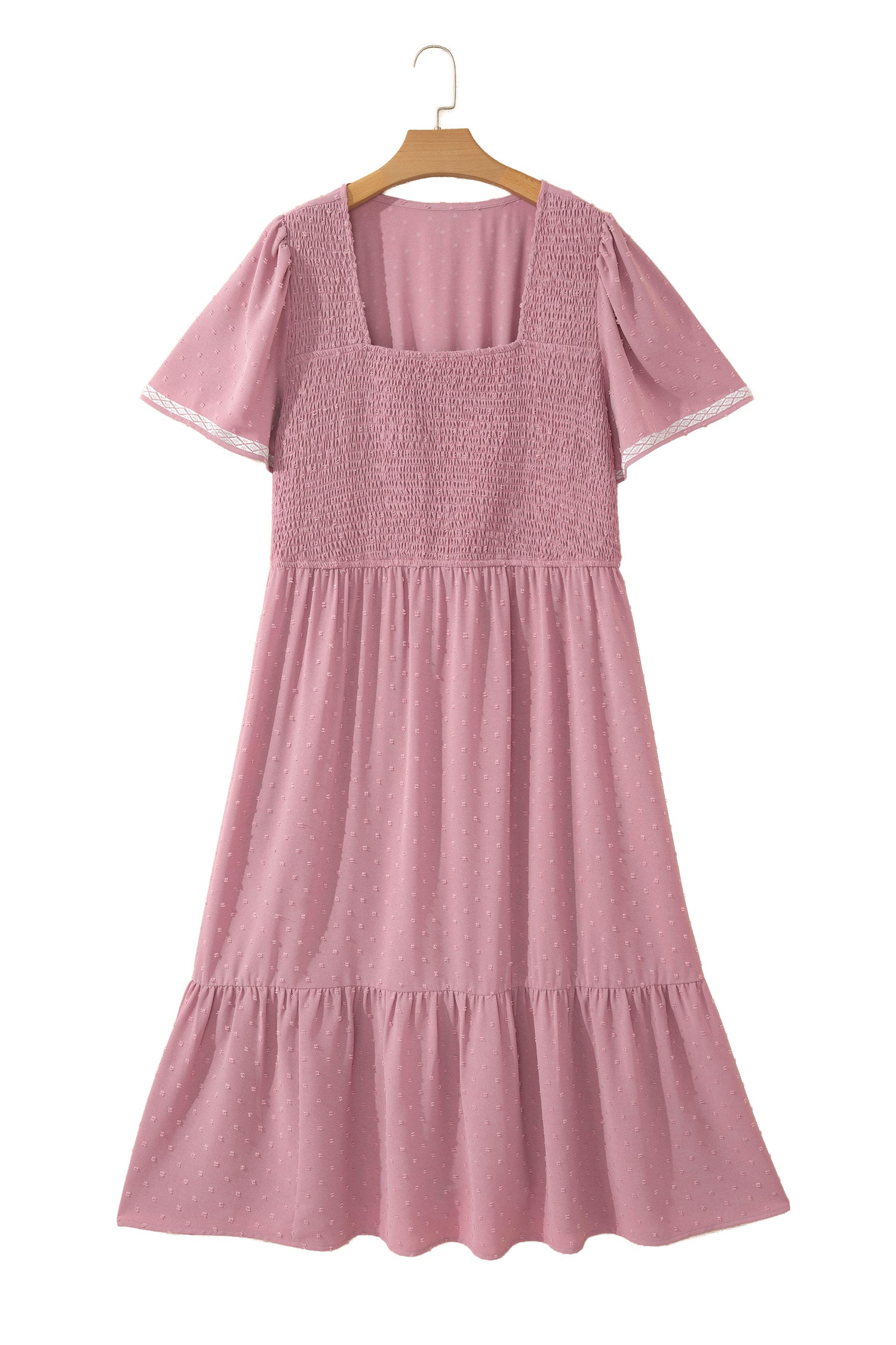 Dot Smoky Rose Flowy ~ Midi Dress