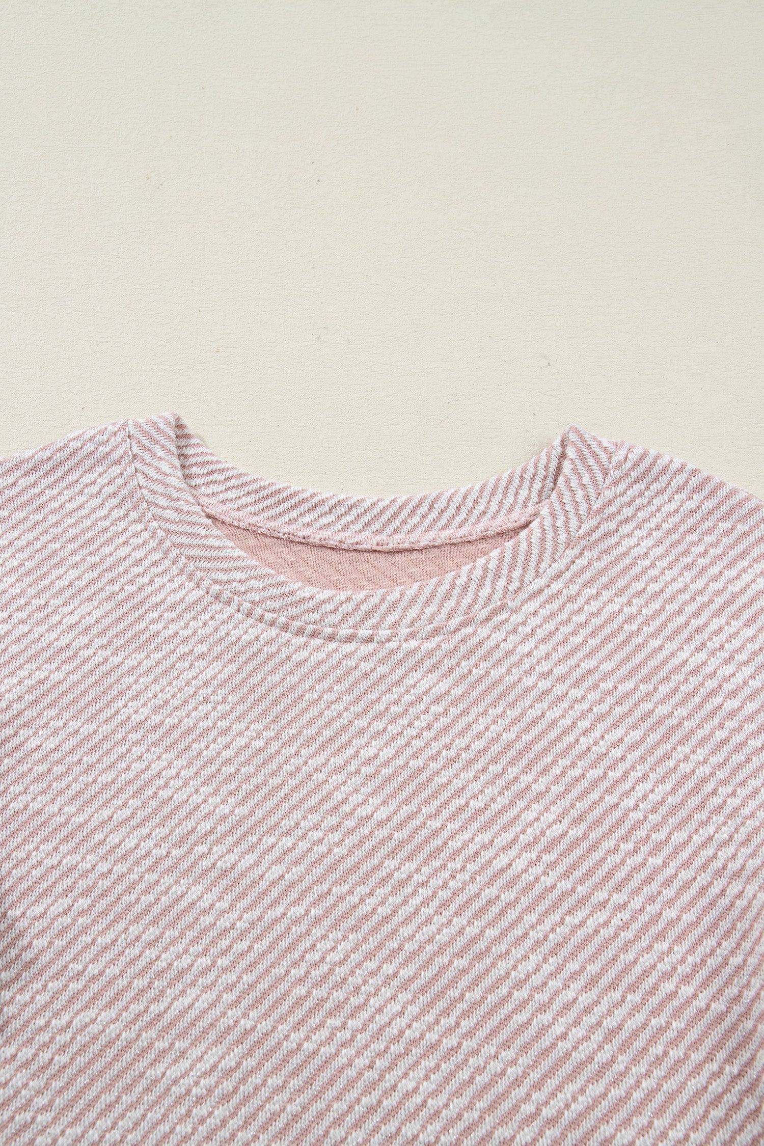 Briar Lace Ruffle Blouse — Textured Stripe Short Sleeve Top