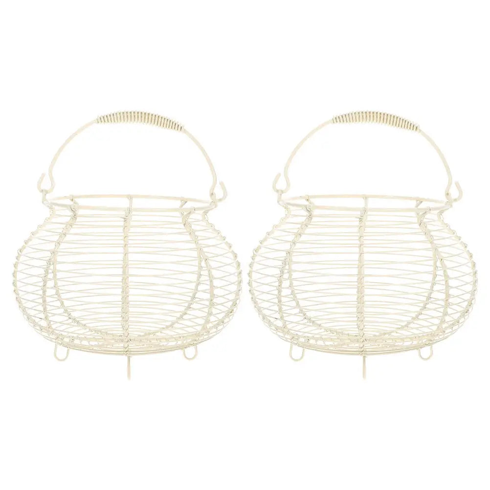 White/ Black Vintage Wire Egg Basket