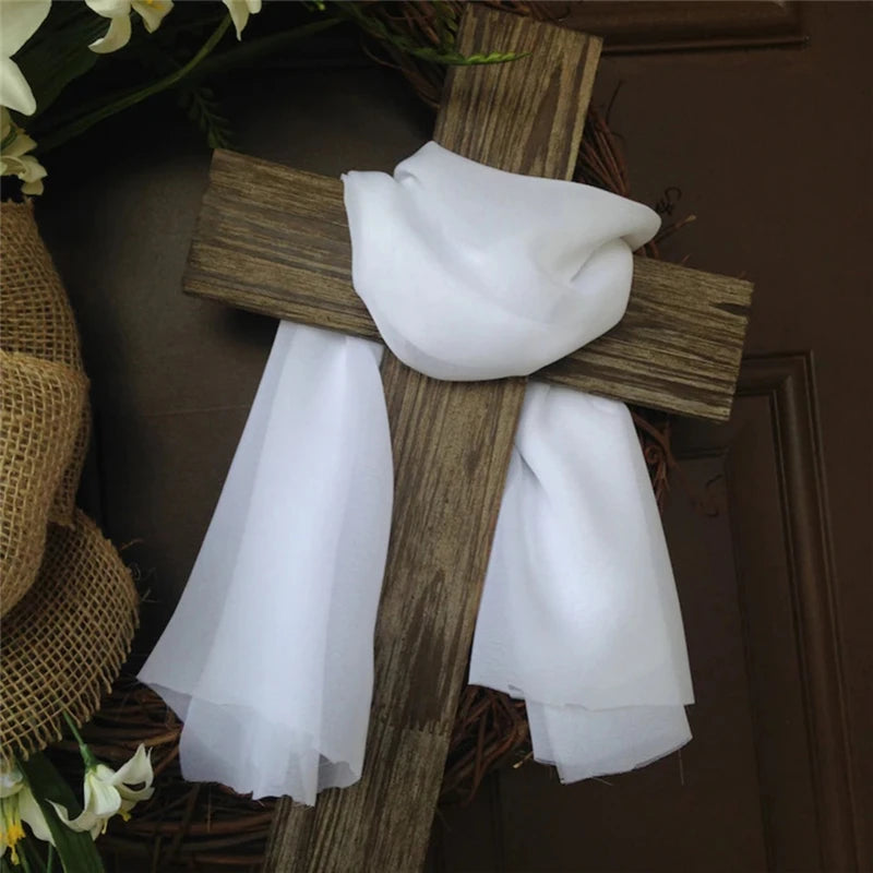 Lily Cross Wreath – Rustic Spring Door Decor