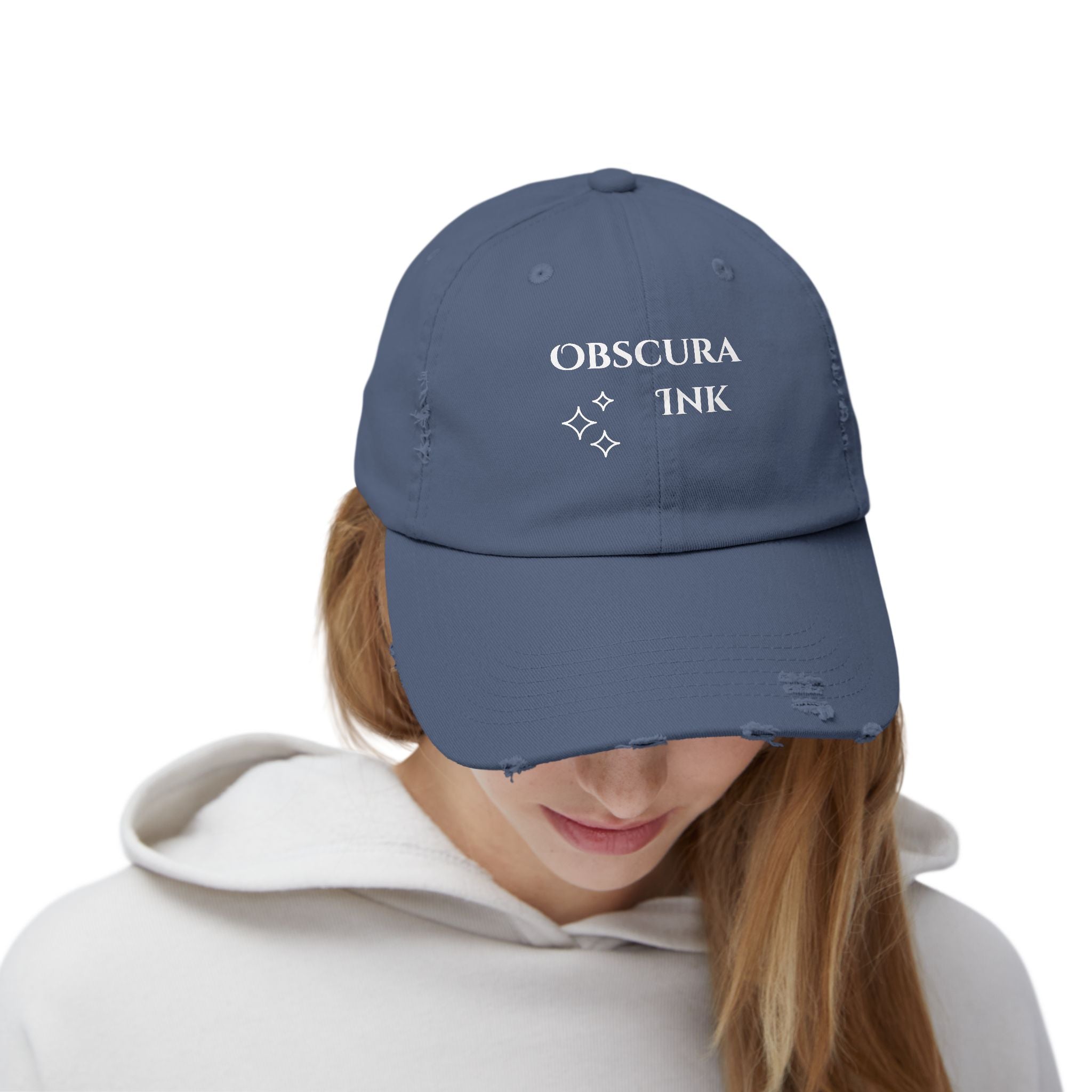 Obscura Ink Distressed Baseball Cap — Name Logo