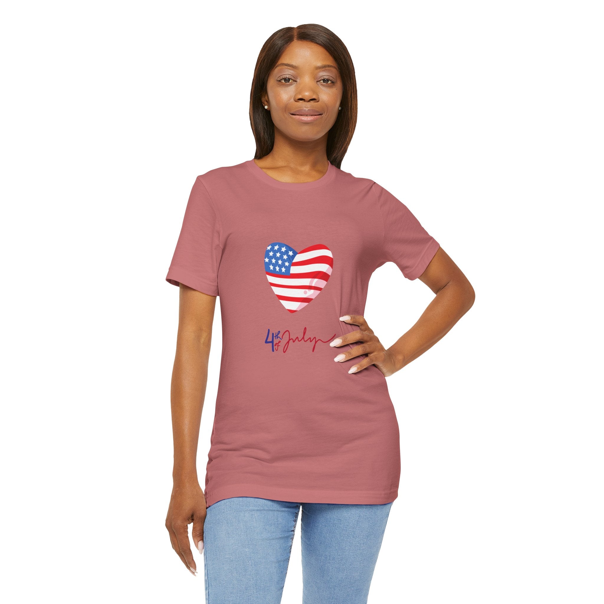 4th of July Heart Flag Tee — American Flag Heart Graphic T-Shirt