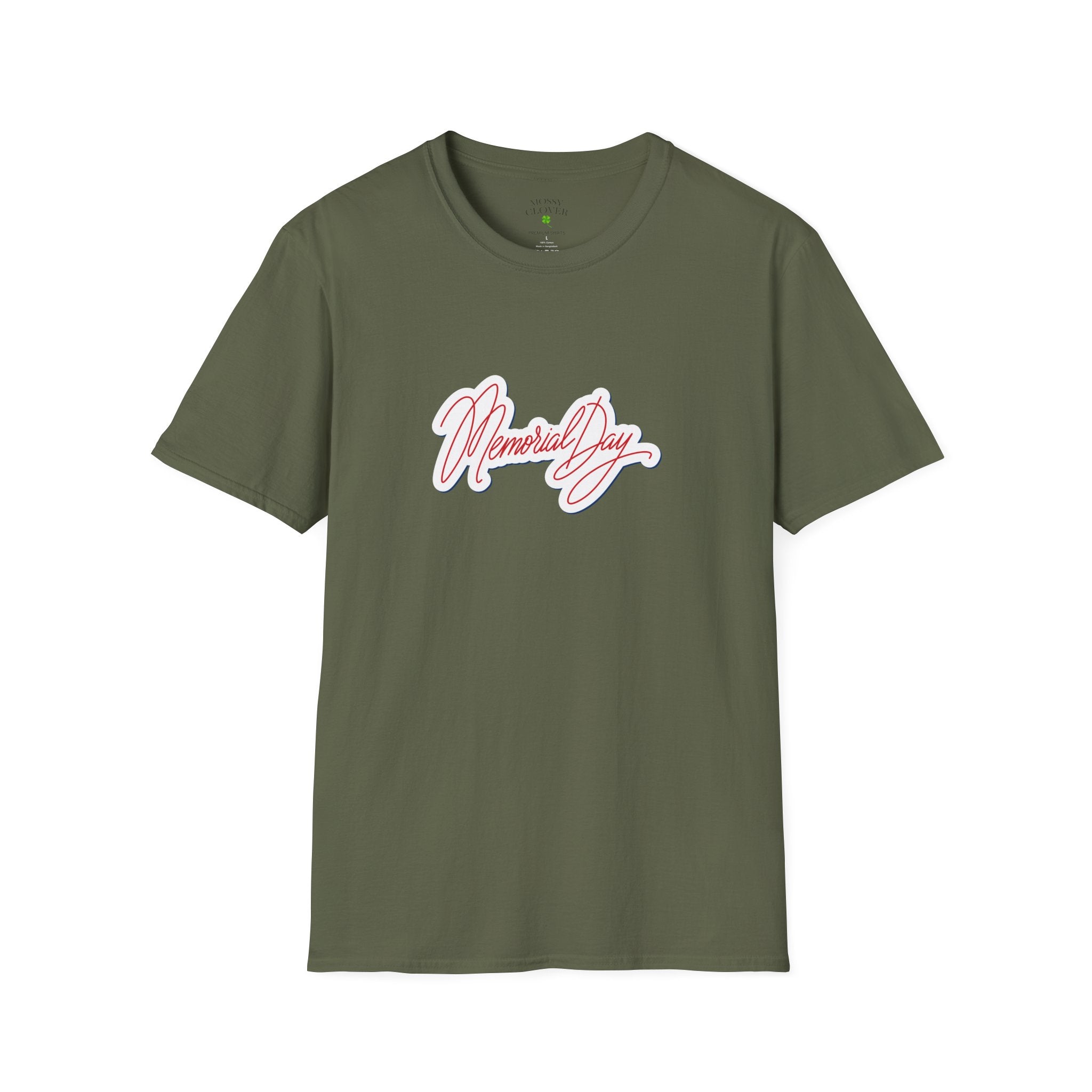 Memorial Day T-Shirt – 'Memorial Day' Script Front & American Flag Back
