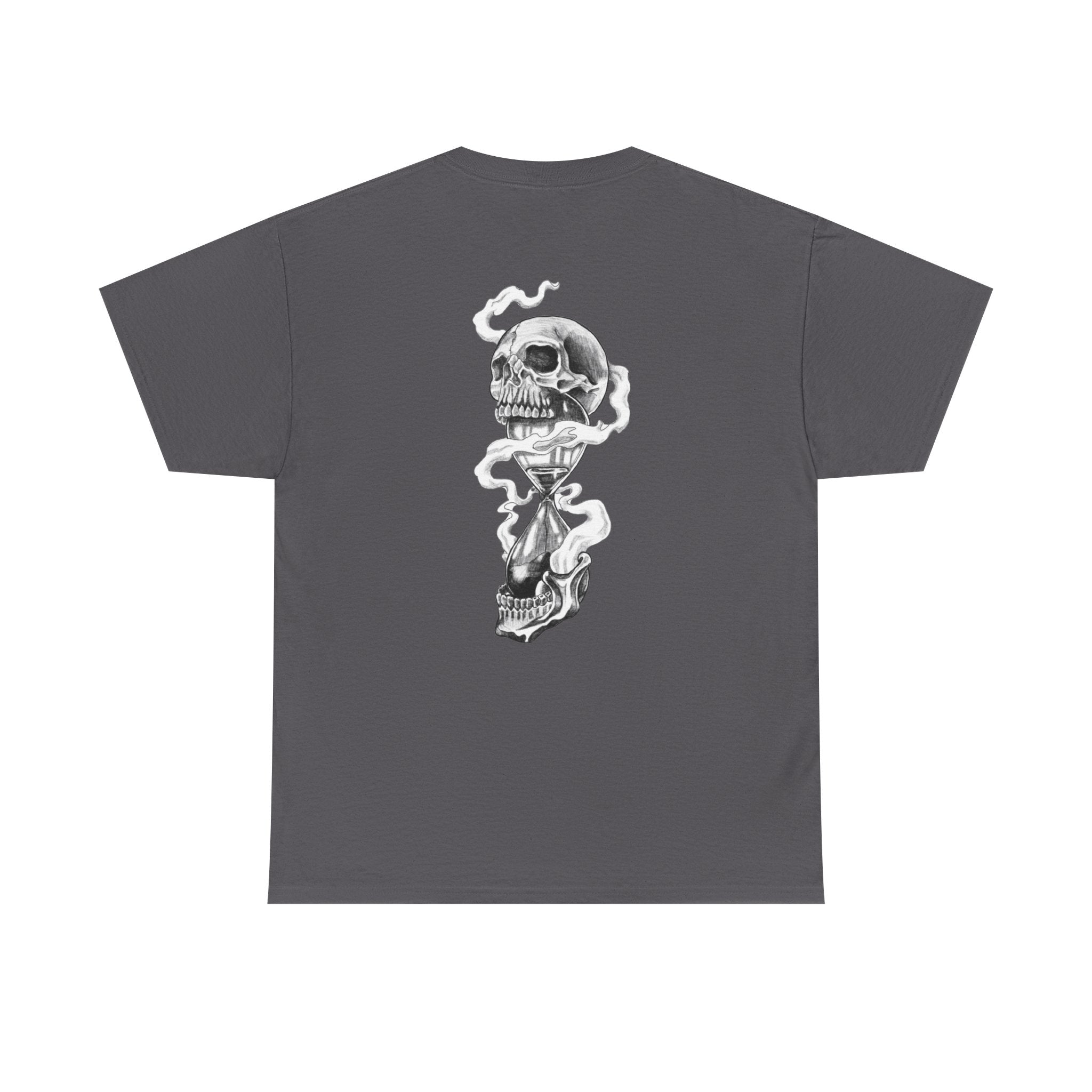 Skull Hourglass Tee — Gothic Skull Backprint Graphic T-Shirt