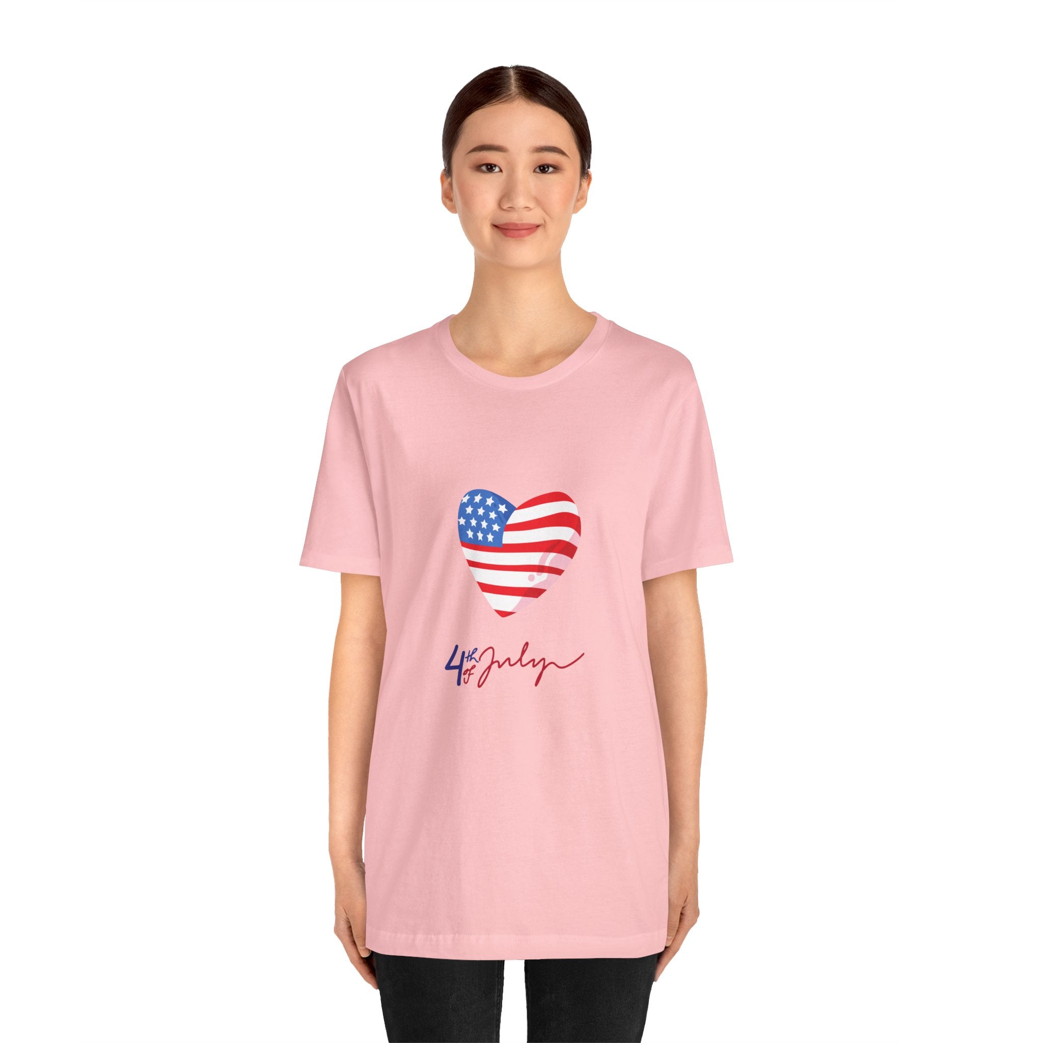 4th of July Heart Flag Tee — American Flag Heart Graphic T-Shirt