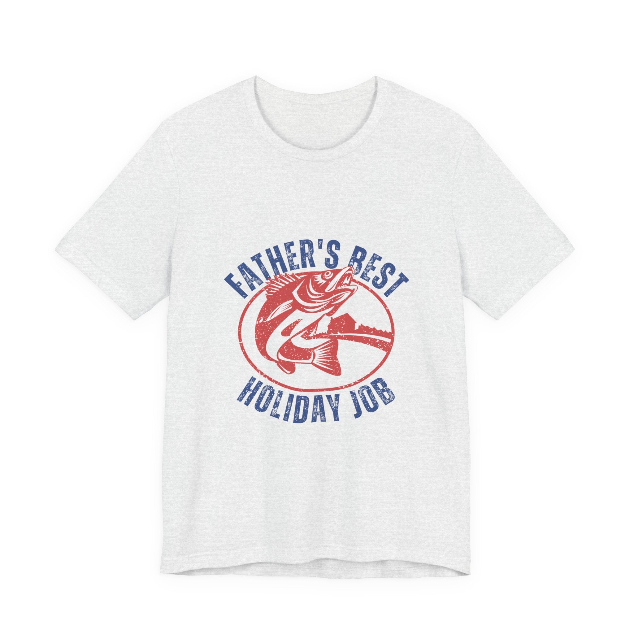 Father's Best Holiday Job T-Shirt — Vintage Fishing Dad Christmas Tee