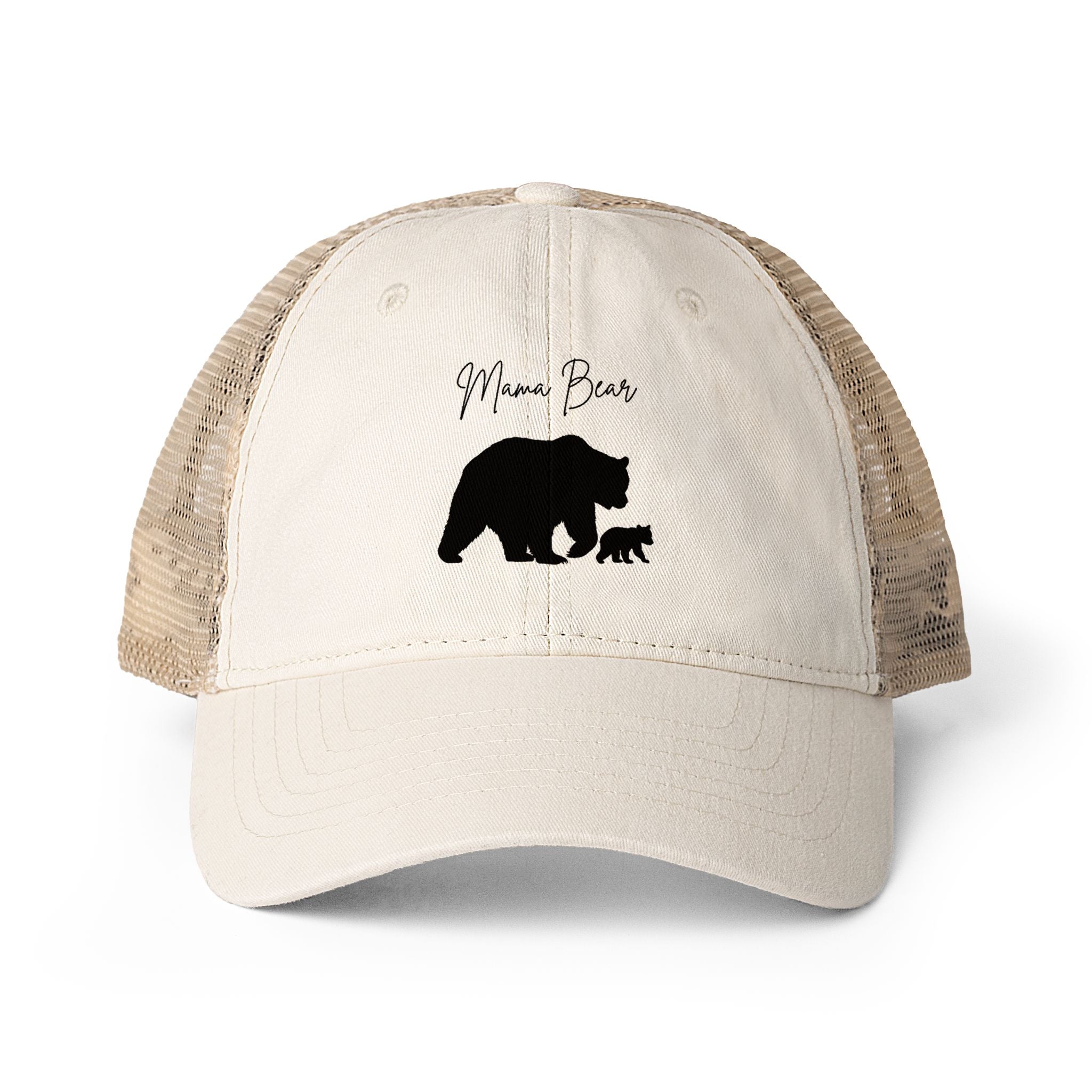 Women's Washed Mesh-Back Cap - Mama Bear