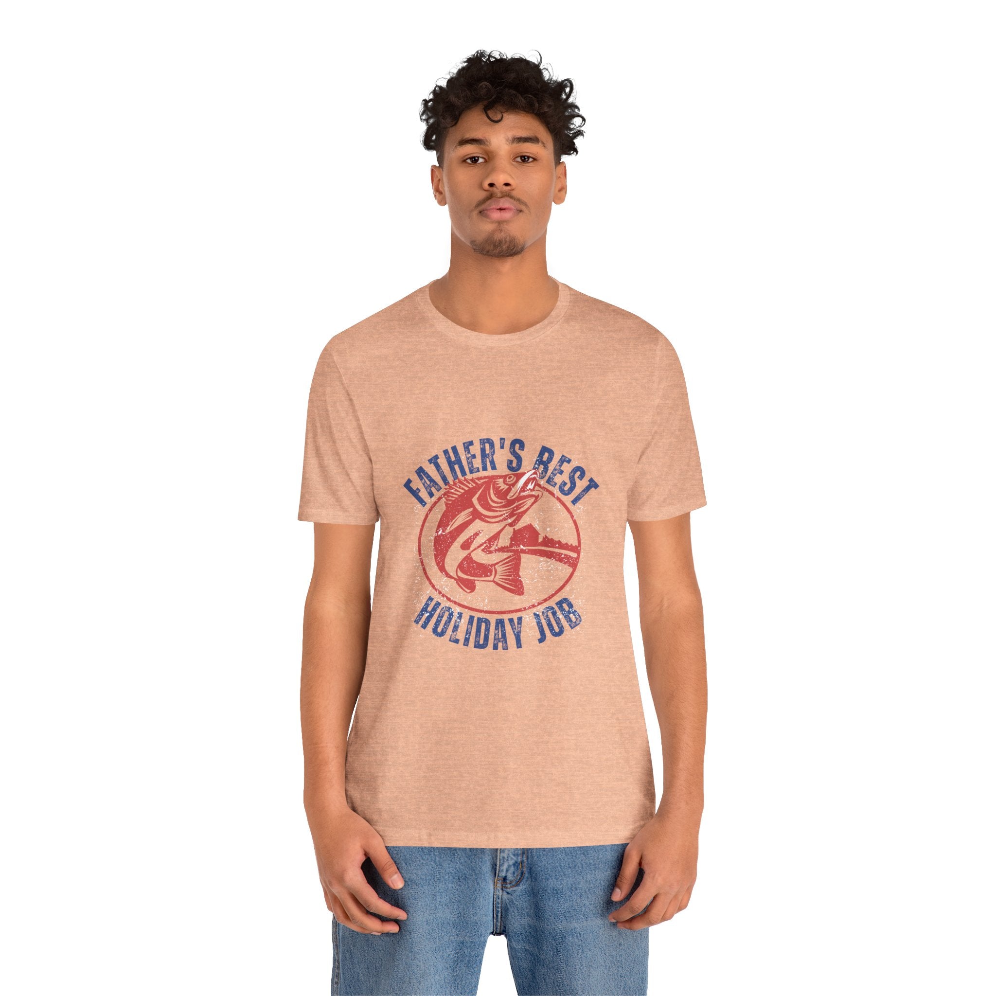 Father's Best Holiday Job T-Shirt — Vintage Fishing Dad Christmas Tee