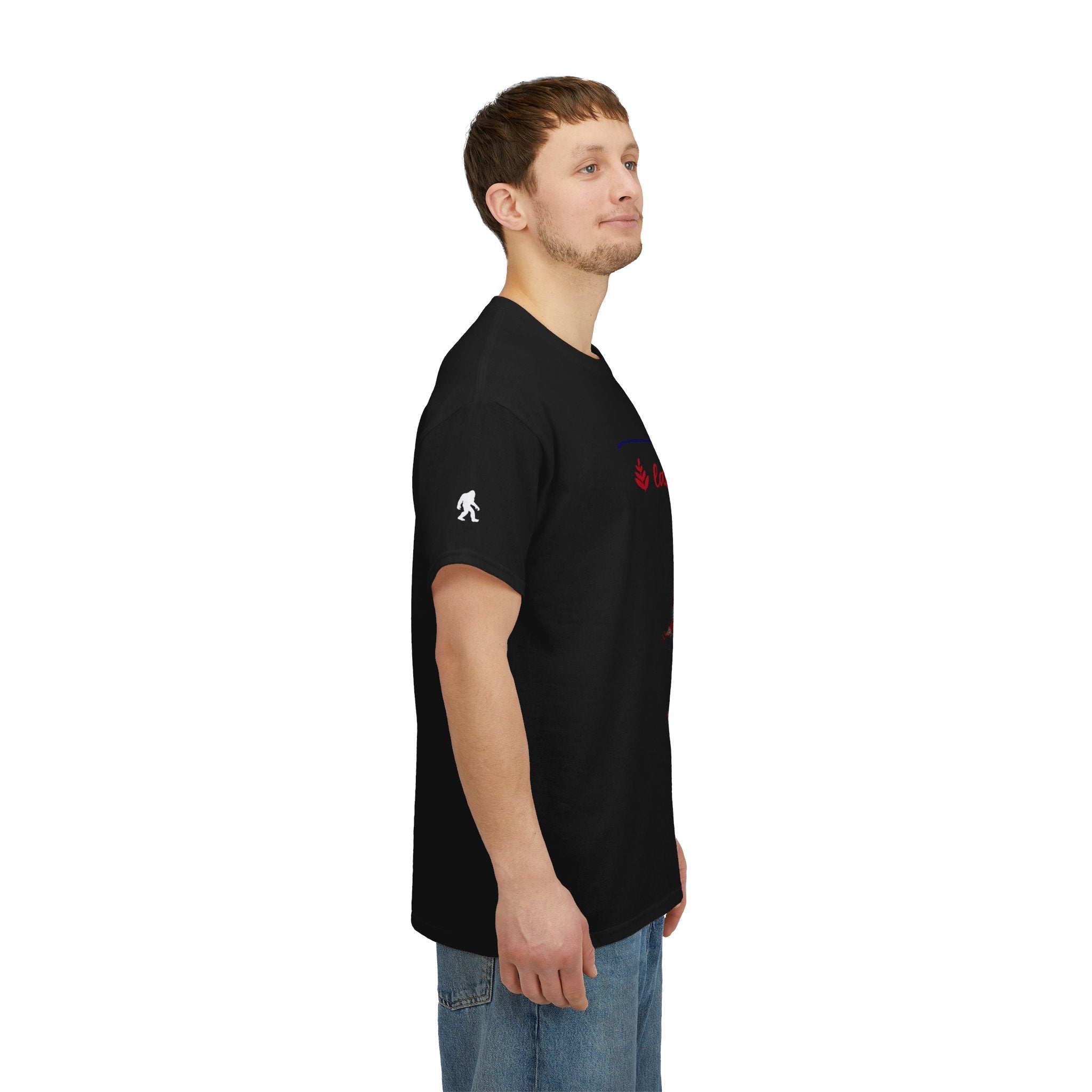 America “Land That We Love” Patriotic T‑Shirt — Flag Sasquatch Graphic Tee