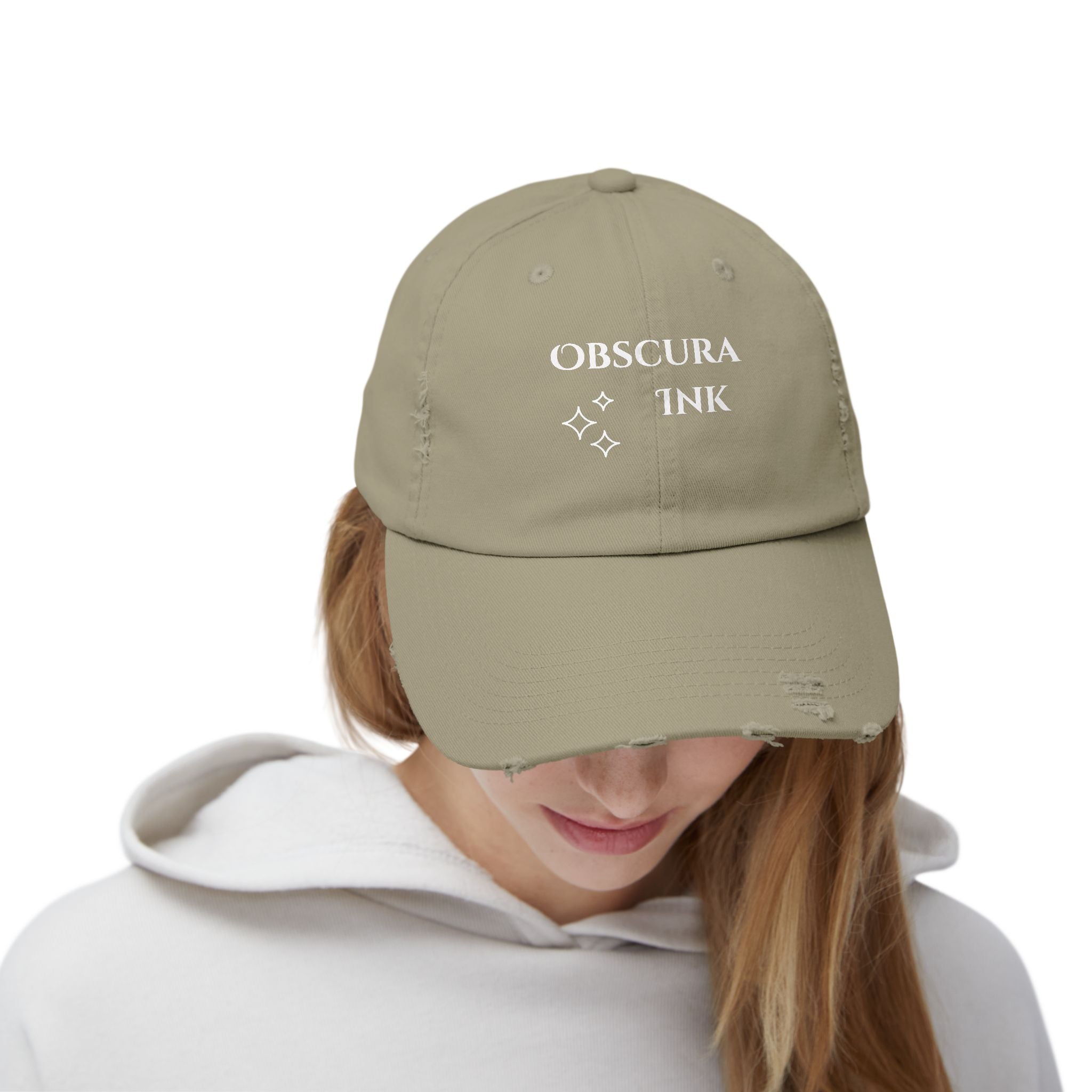 Obscura Ink Distressed Baseball Cap — Name Logo