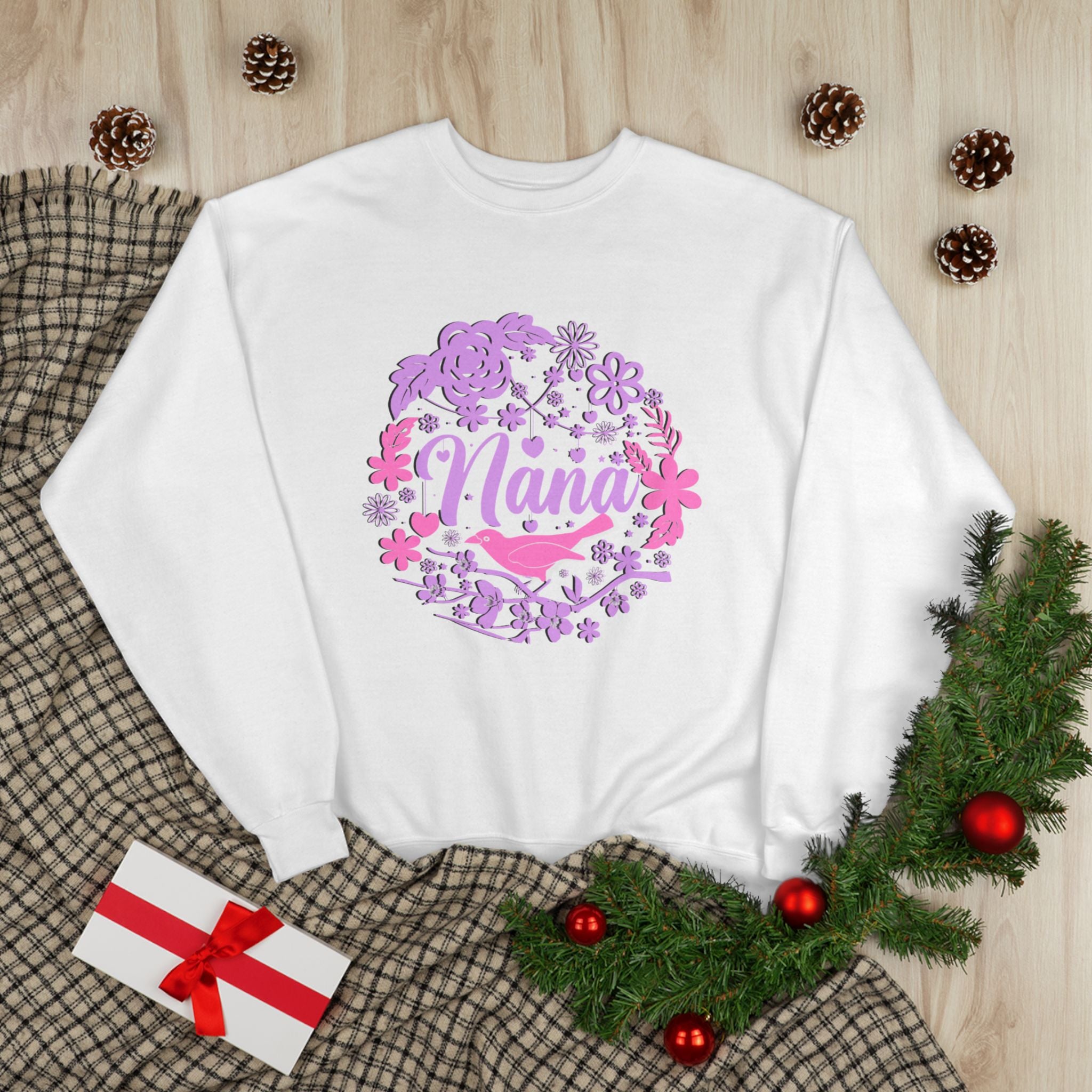 Nana Floral Crewneck Sweatshirt — Pink /Purple Grandma Gift