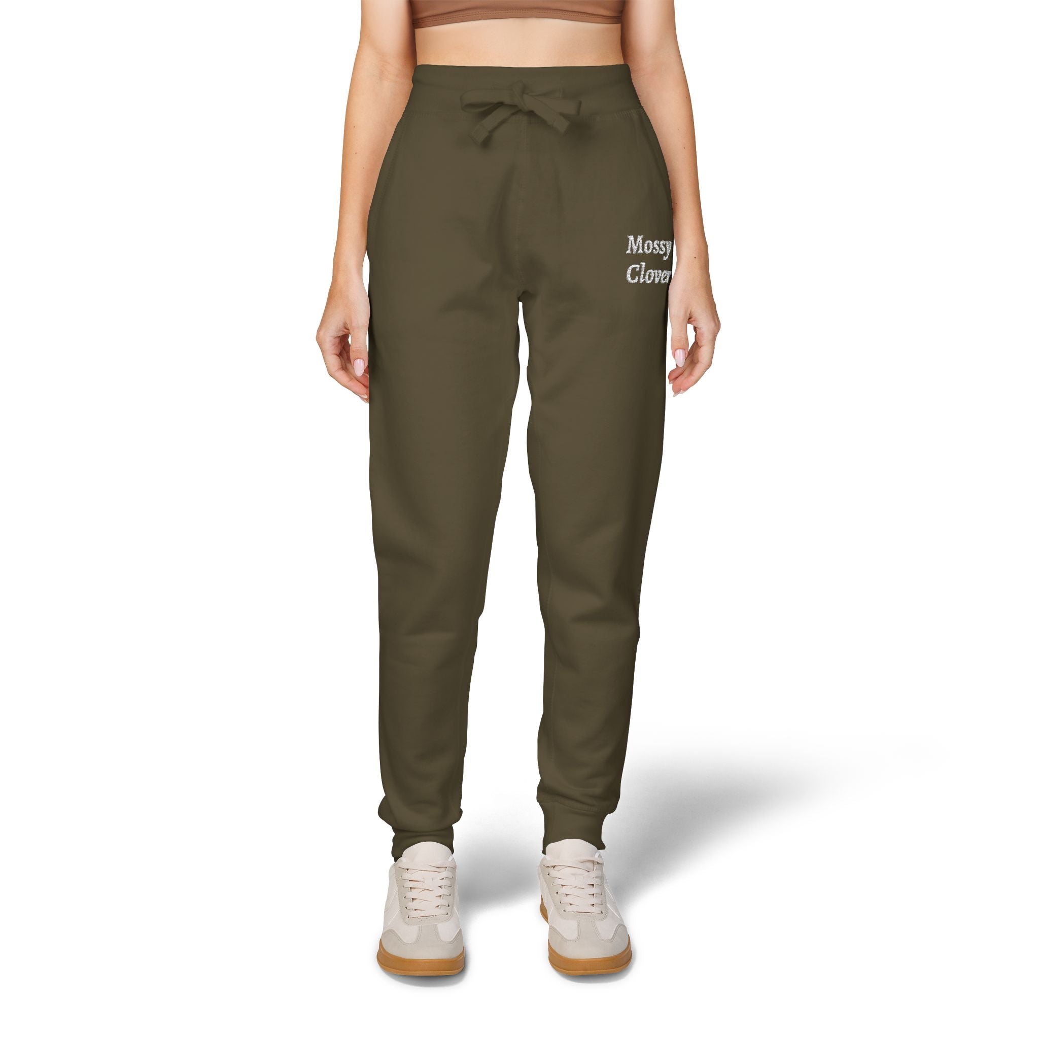 Embroidered 'Mossy Clover'  Fleece Sweatpants —Joggers