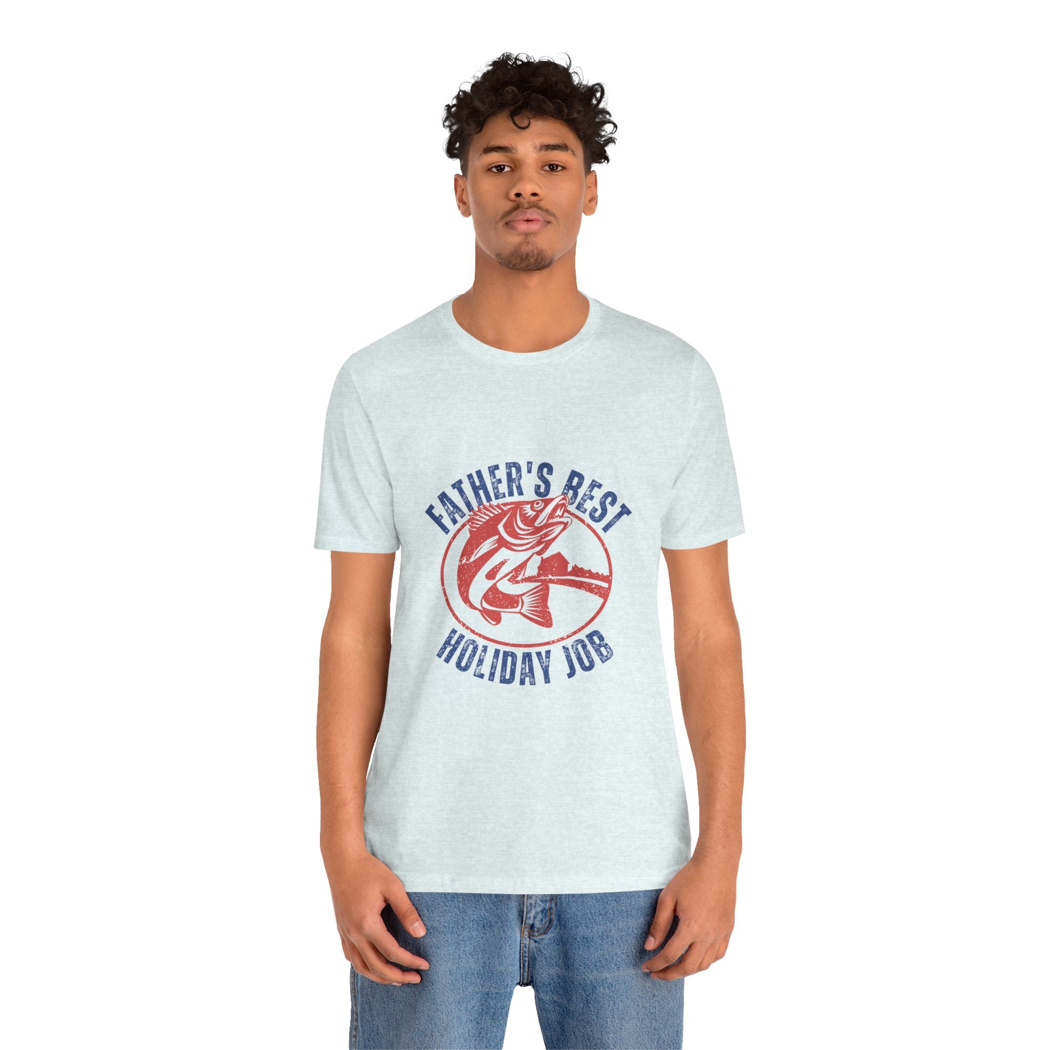 Father's Best Holiday Job T-Shirt — Vintage Fishing Dad Christmas Tee
