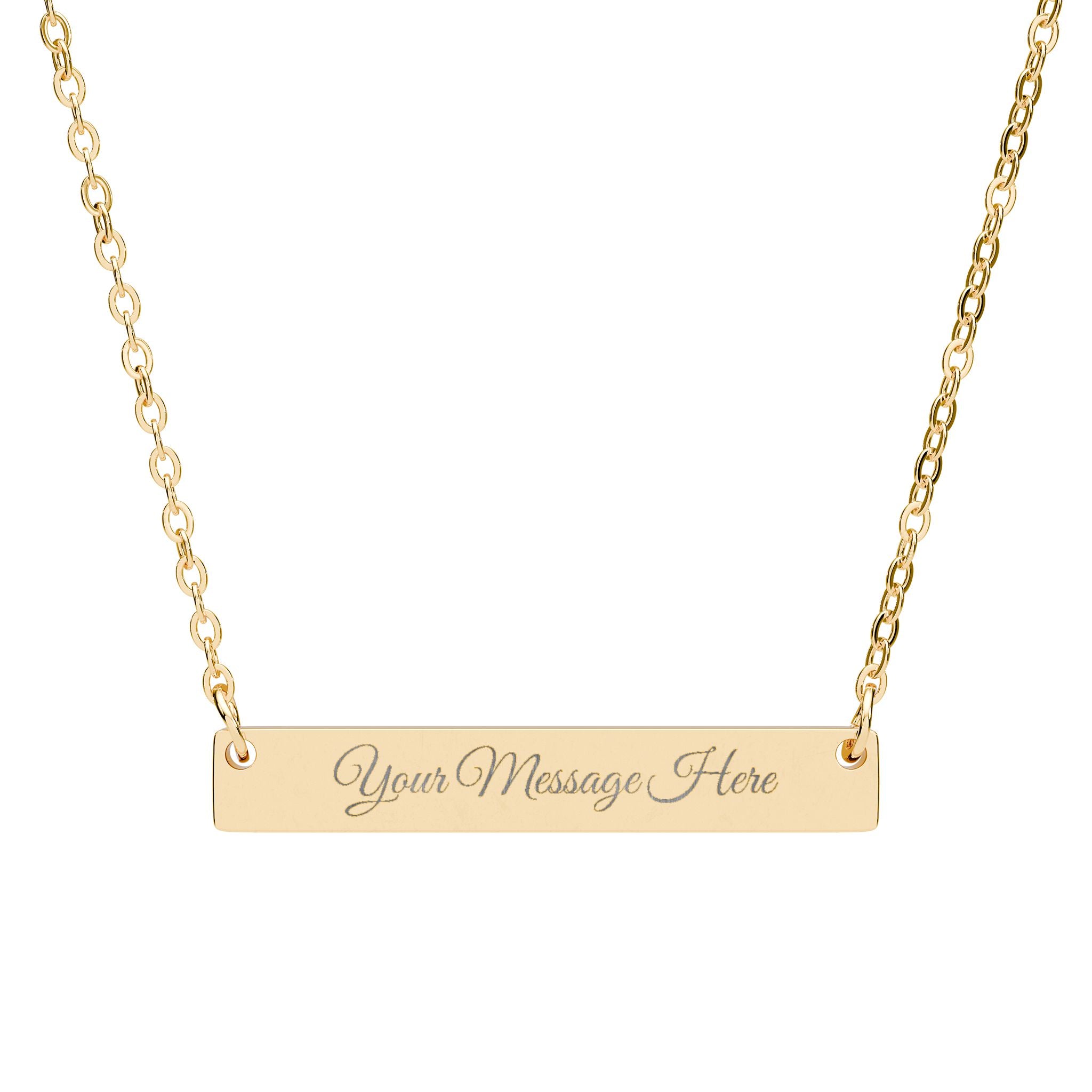 Engraved Horizontal Bar Necklace — Personalized Name Plate Pendant