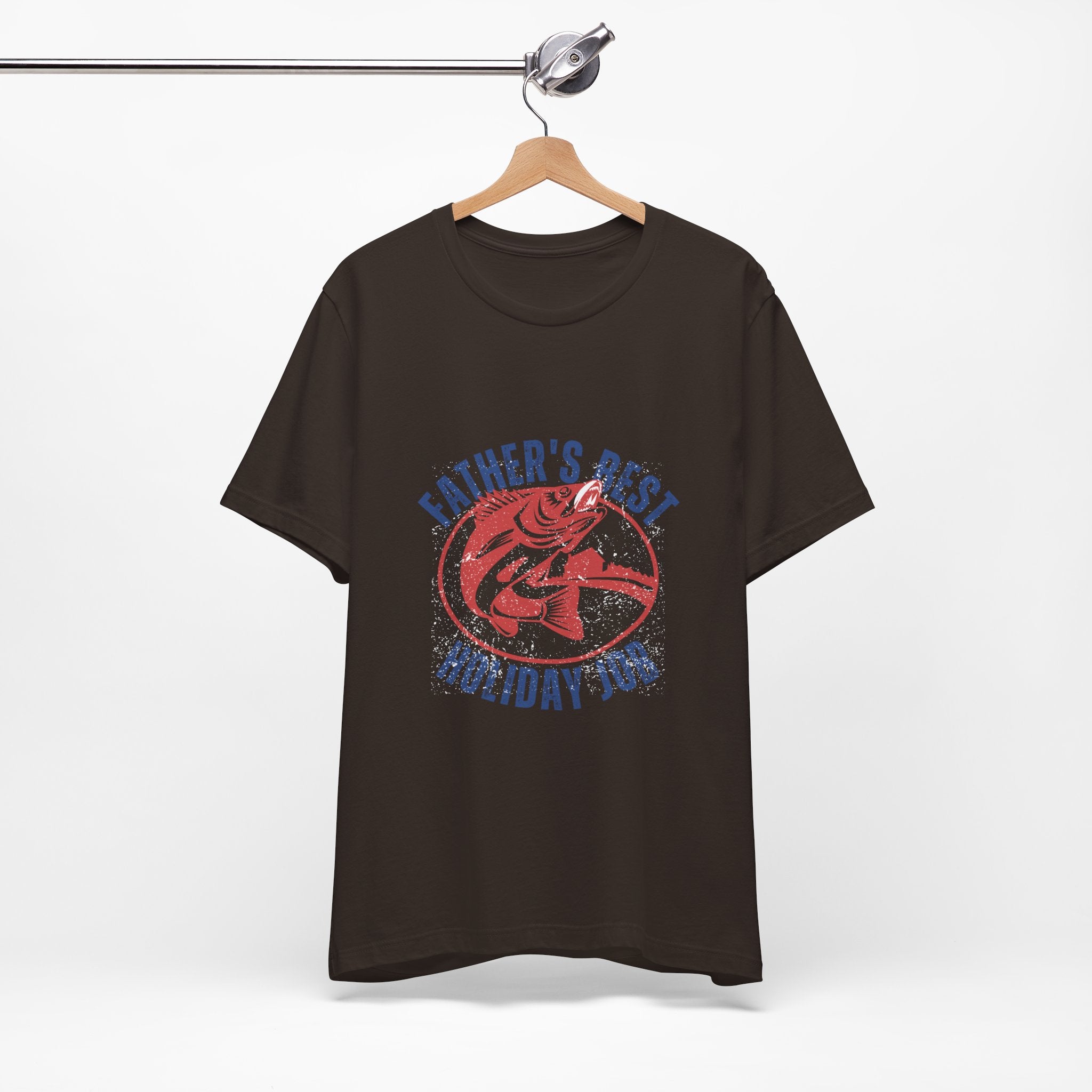 Father's Best Holiday Job T-Shirt — Vintage Fishing Dad Christmas Tee