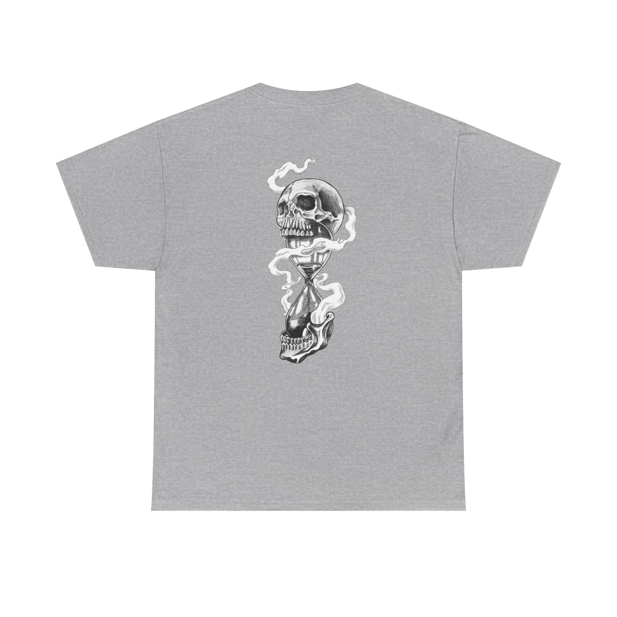 Skull Hourglass Tee — Gothic Skull Backprint Graphic T-Shirt