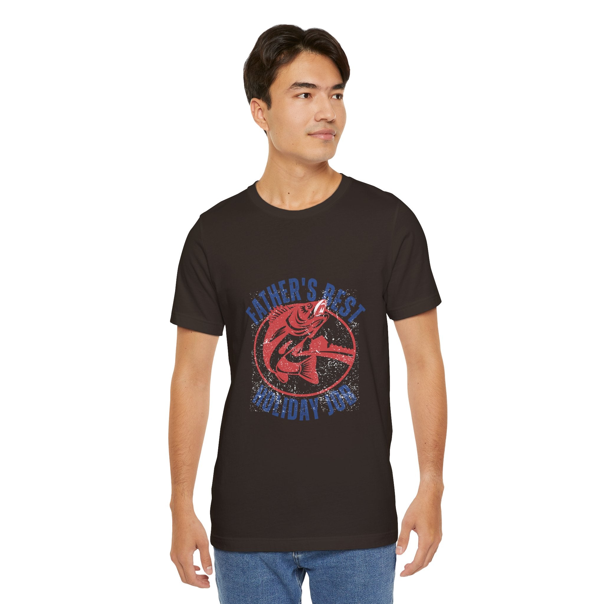 Father's Best Holiday Job T-Shirt — Vintage Fishing Dad Christmas Tee