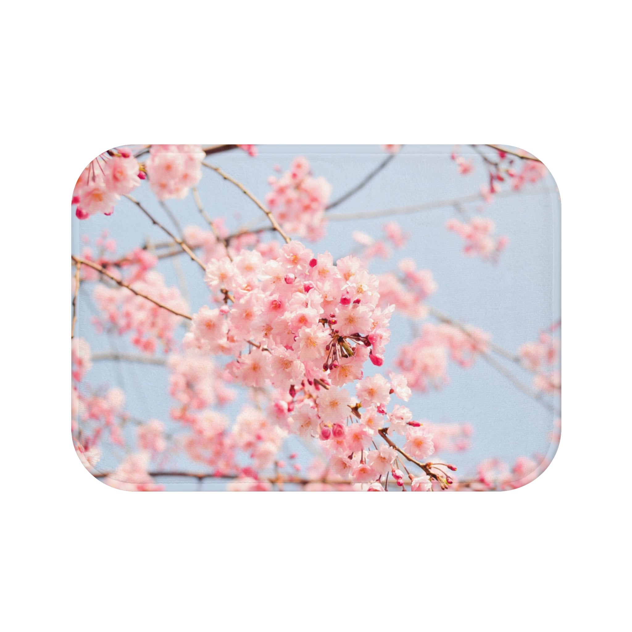 Cherry Blossom Bath Mat — Soft Pink Sakura Floral Bathroom Rug