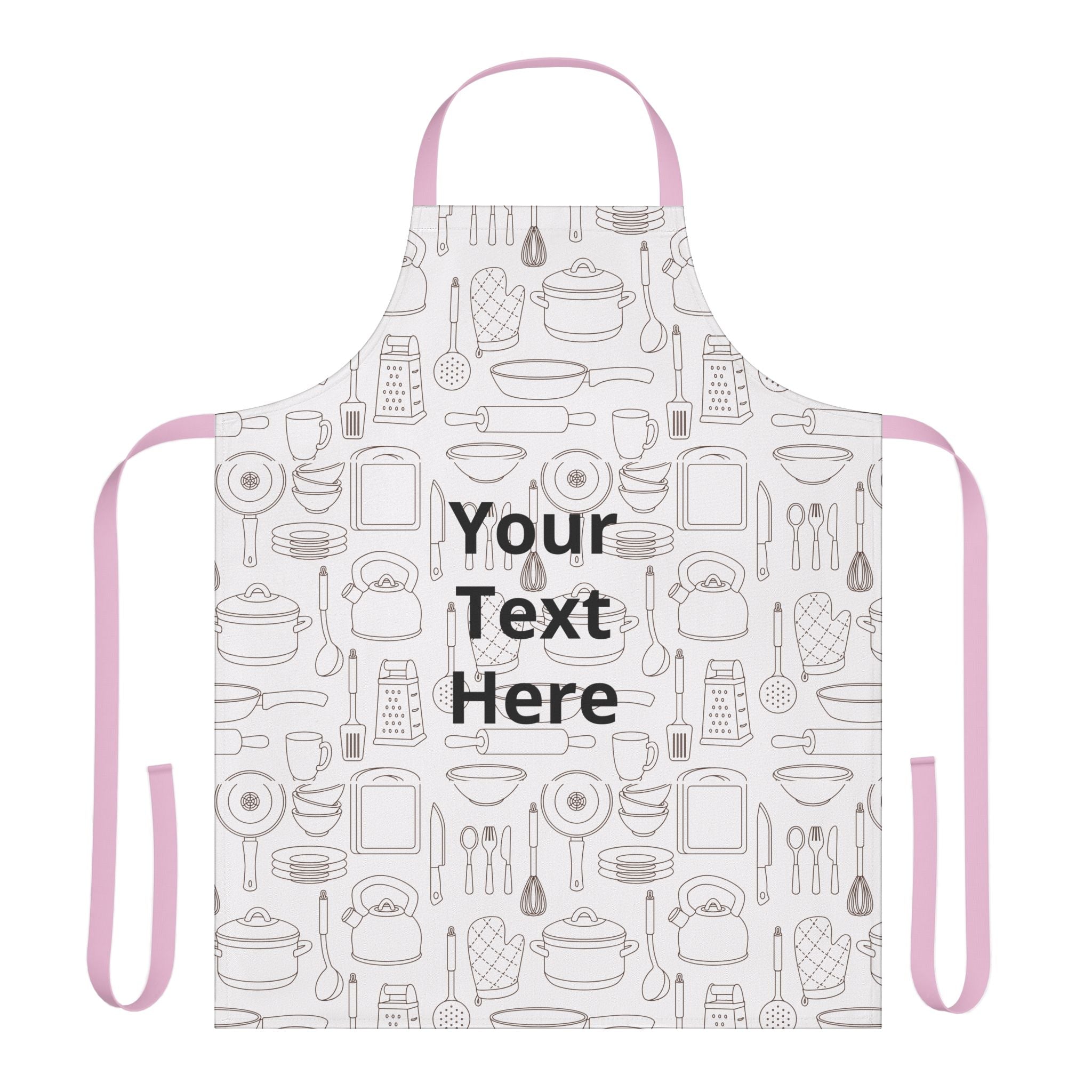 Custom Kitchen Apron - Personalized "Your Text Here" Cooking Apron with Utensil Pattern