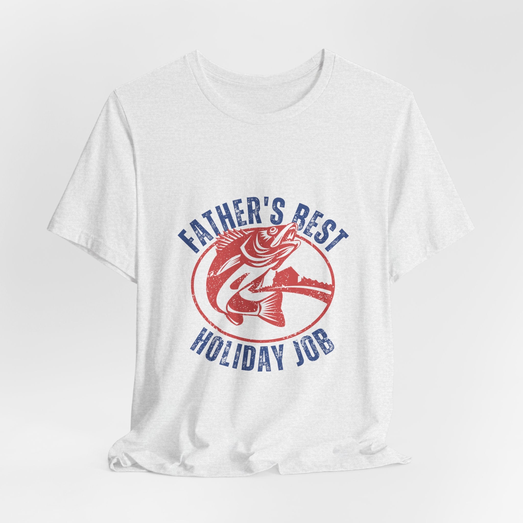 Father's Best Holiday Job T-Shirt — Vintage Fishing Dad Christmas Tee