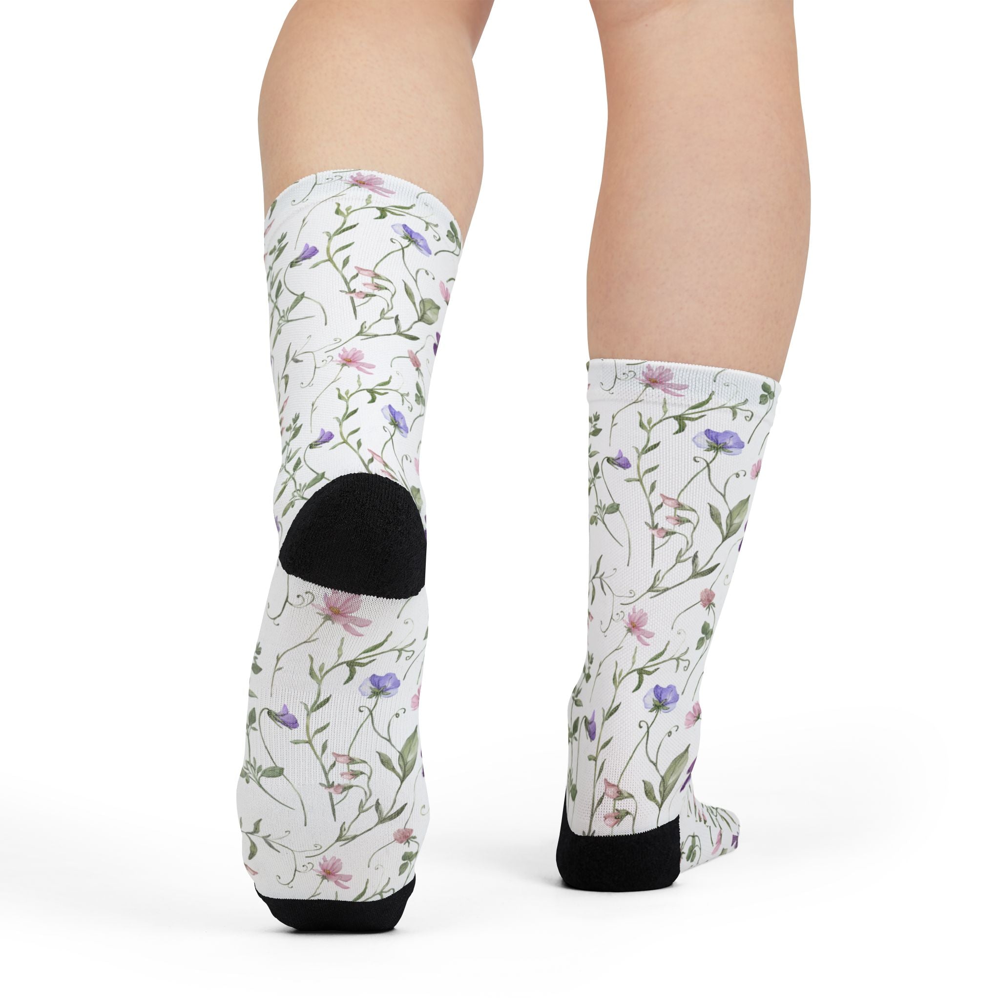 Floral Watercolor Crew Socks – Delicate Wildflower Design