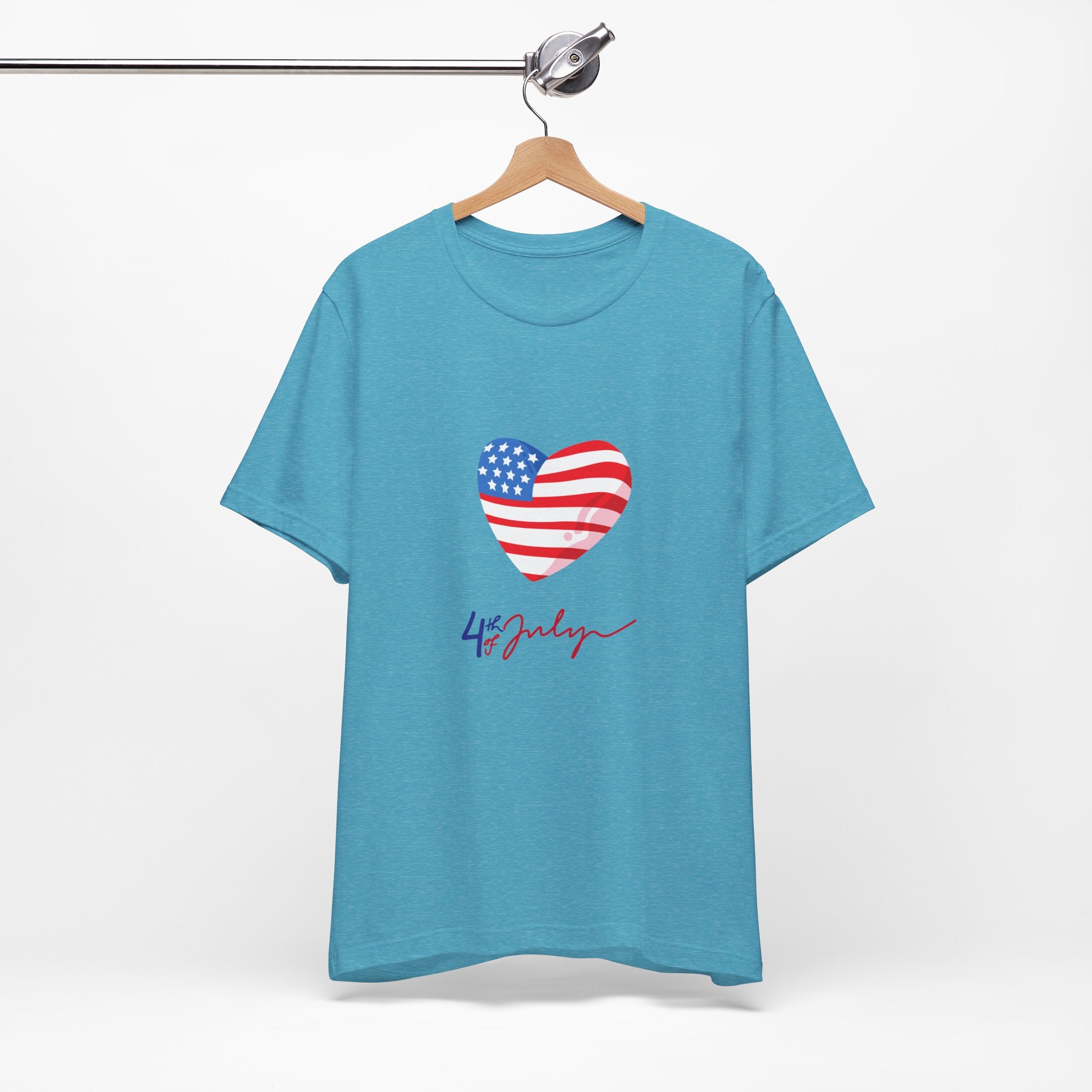 4th of July Heart Flag Tee — American Flag Heart Graphic T-Shirt