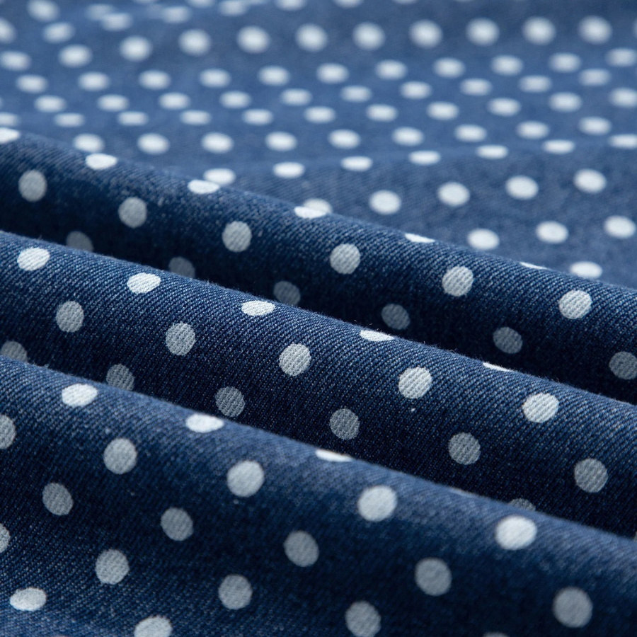 Polka Dot Button Up Pleated Wide Leg Jeans