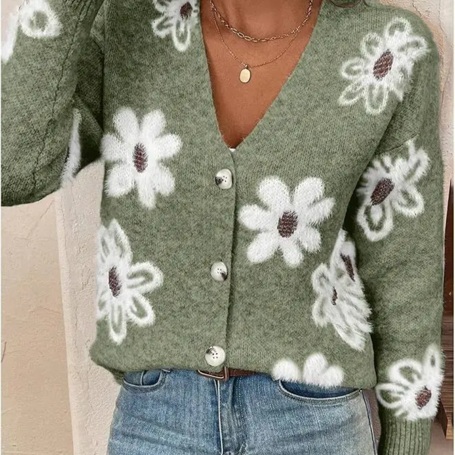 The Daisy Meadow Button Up Cardigan For Women