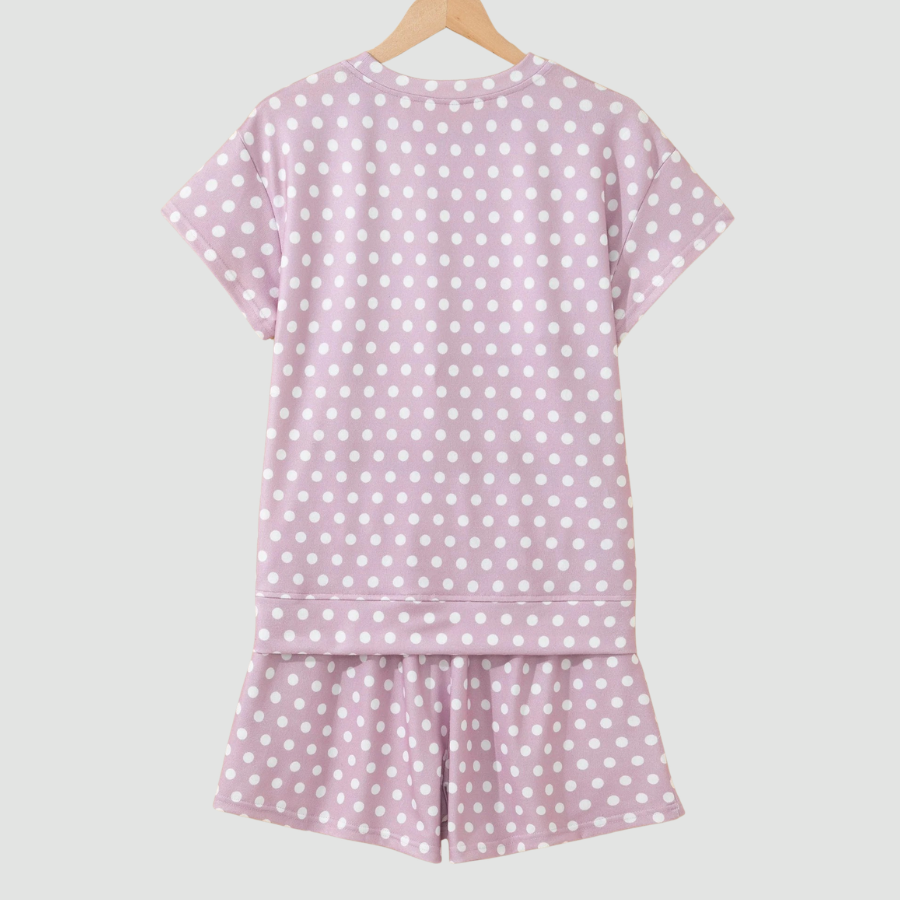 Polka Dot Relaxed Top & Drawning Shorts Set
