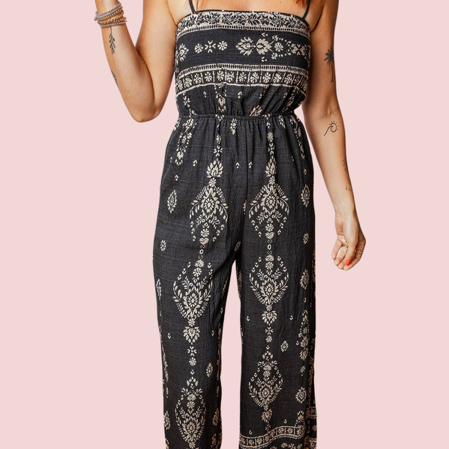 Boho Spaghetti Straps Elastic Waist Jumpsuit
