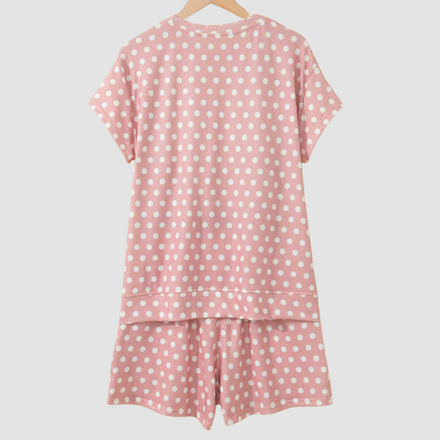 Polka Dot Relaxed Top & Drawning Shorts Set