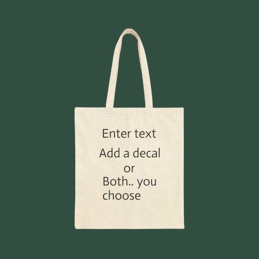 Canvas Tote Bag — Customizable Natural Cotton Tote (Add Text or Decal)