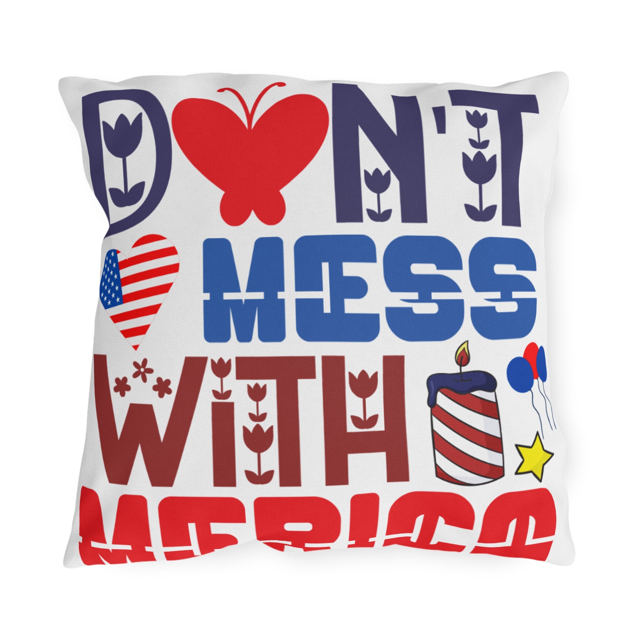 Patriotic Americana Throw Pillow  - 4th of July Outdoor Pillow