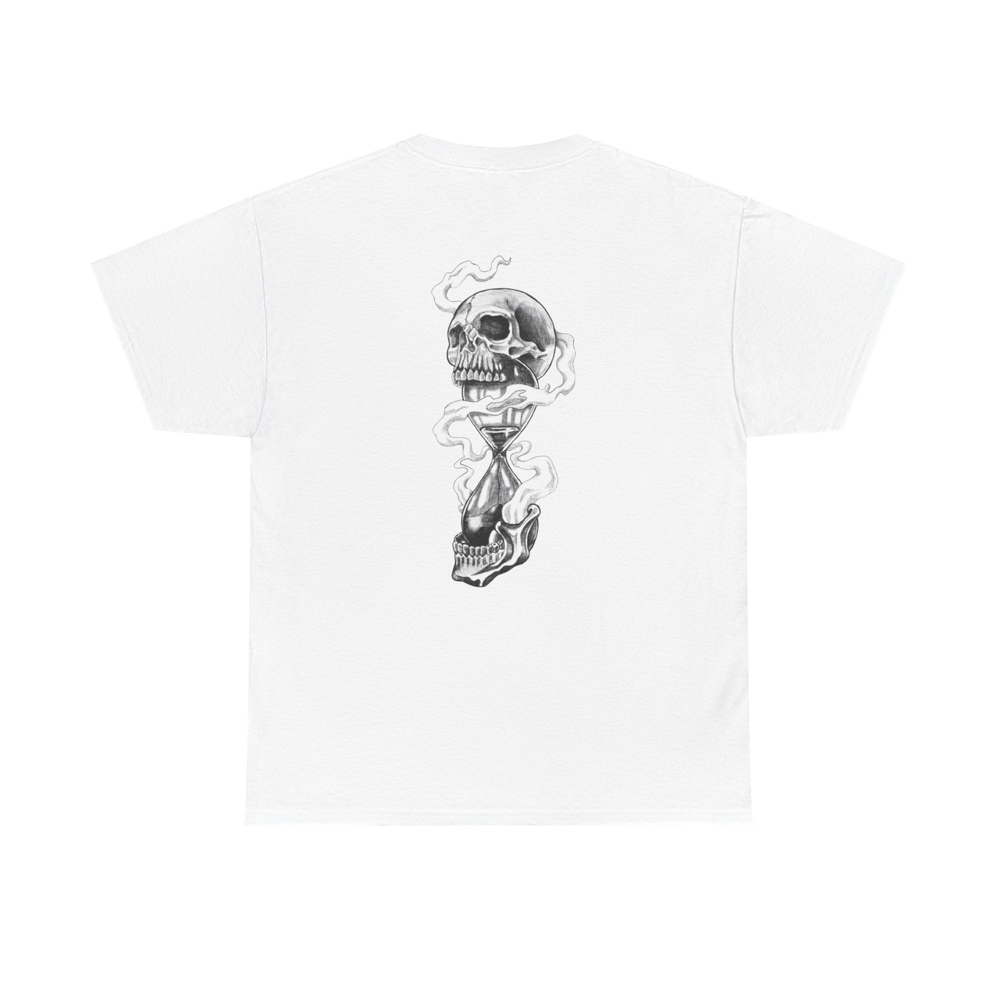 Skull Hourglass Tee — Gothic Skull Backprint Graphic T-Shirt