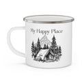 Enamel Camping Mug — "If You Need Me I'll Be at Camp" Outdoor Coffee Cup